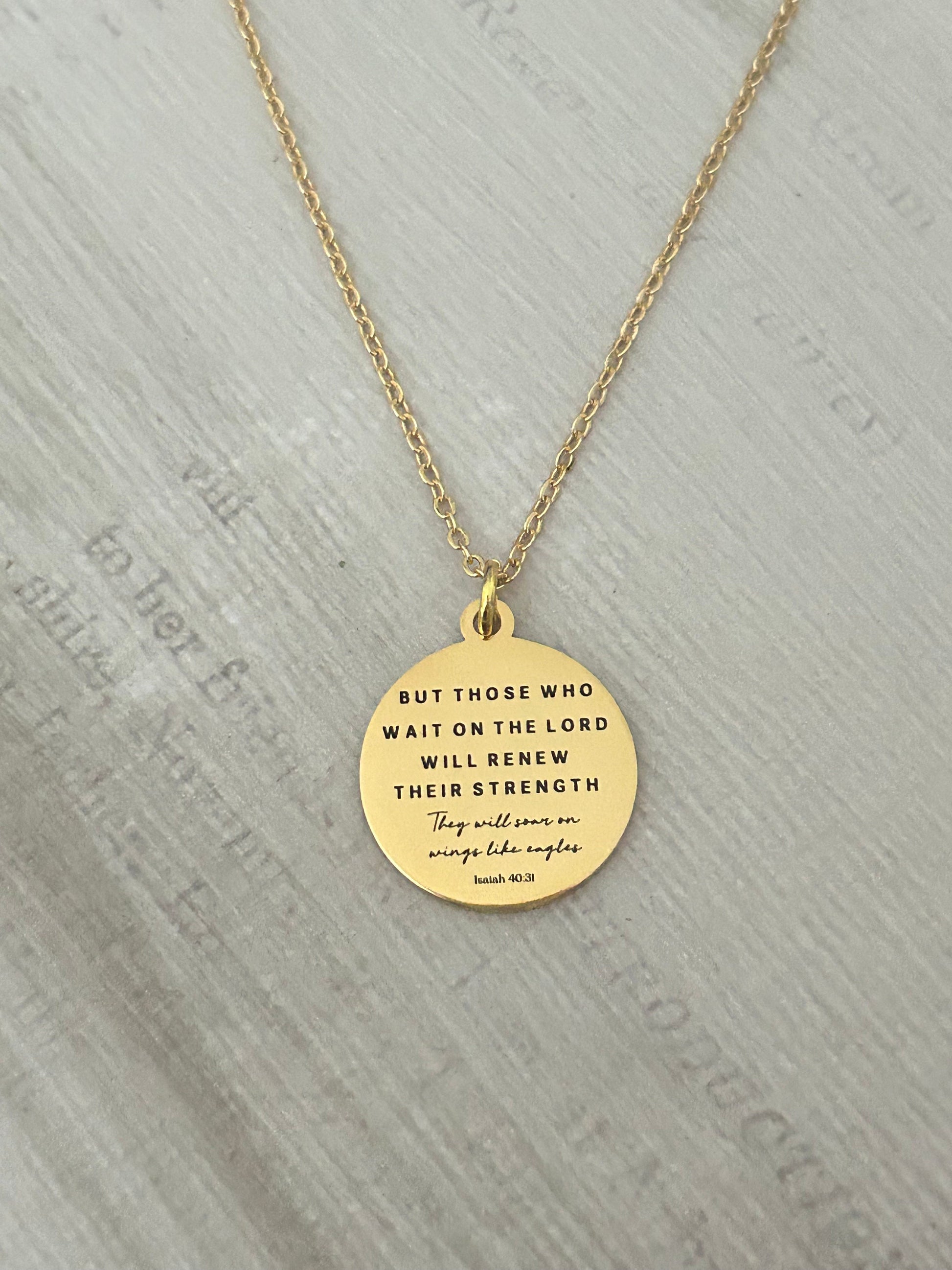 But those who wait on the Lord Bible Verse Gold Necklace, Isaiah 40:31, Christian Jewelry, Scripture Necklace, Christian Gifts for Women