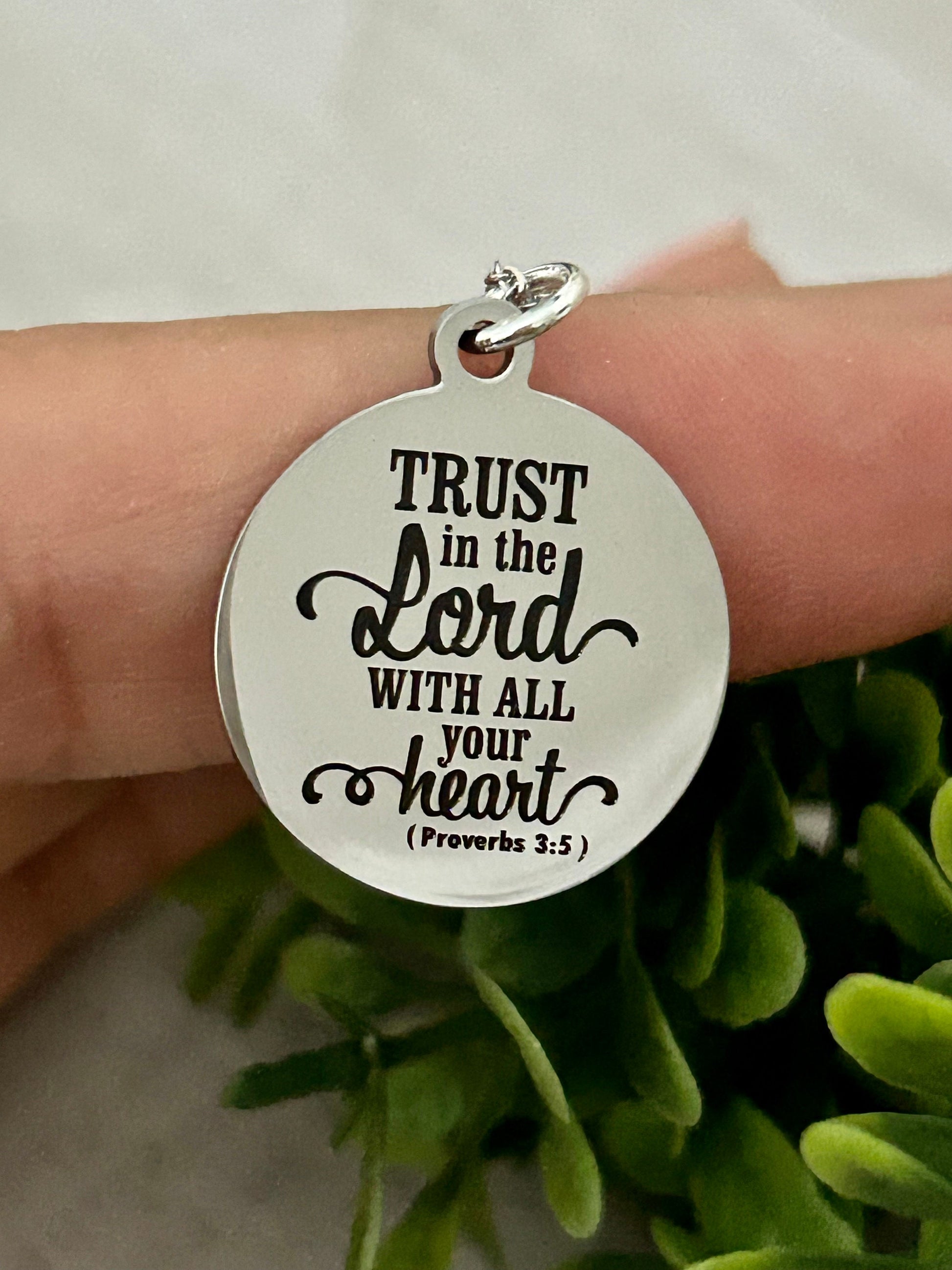 Trust in The Lord with all your heart Proverbs 3:5 Bible Verse Necklace Christian Gifts scripture Charm motivational gift Birthday Gifts