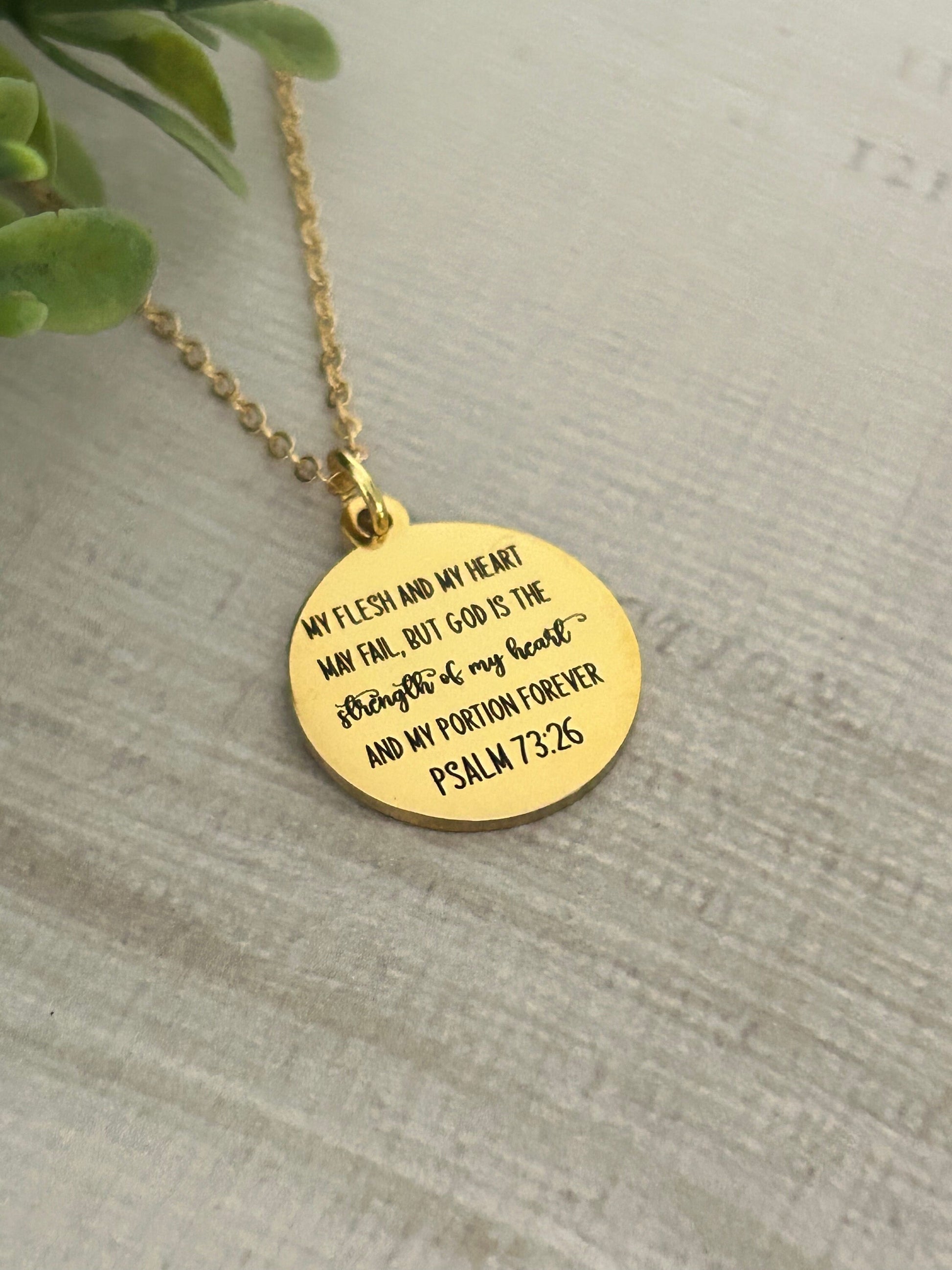 My Flesh and My heart may fail but God Bible Verse Necklace, 16K Gold Plated, Christian Gifts, Scripture Jewelry, Get well motivational gift