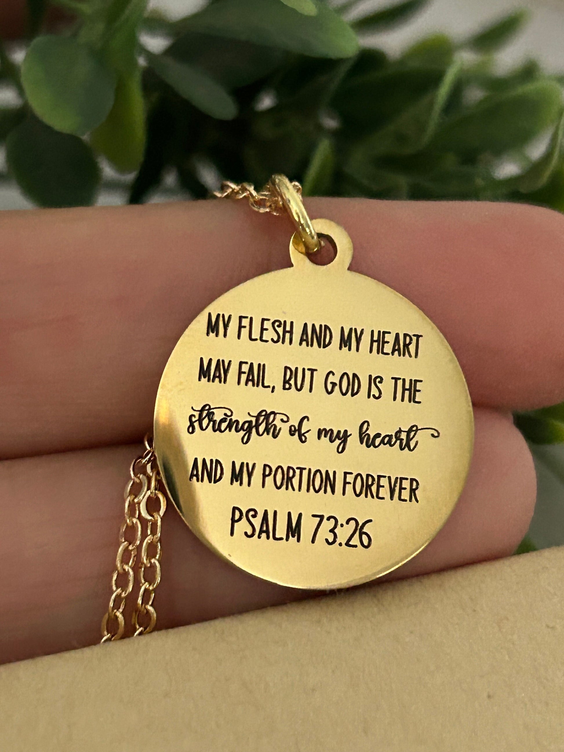 My Flesh and My heart may fail but God Bible Verse Necklace, 16K Gold Plated, Christian Gifts, Scripture Jewelry, Get well motivational gift