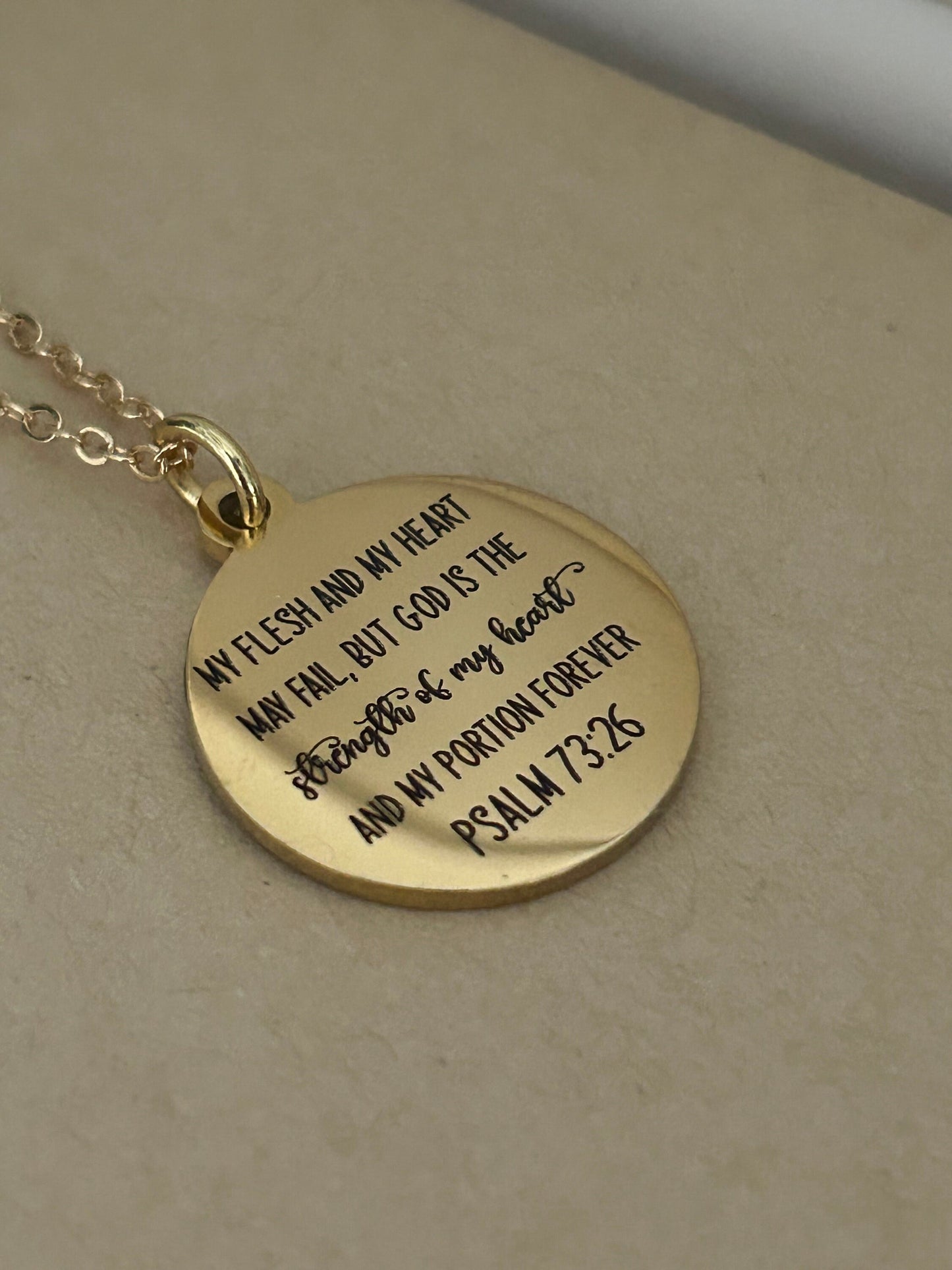 My Flesh and My heart may fail but God Bible Verse Necklace, 16K Gold Plated, Christian Gifts, Scripture Jewelry, Get well motivational gift