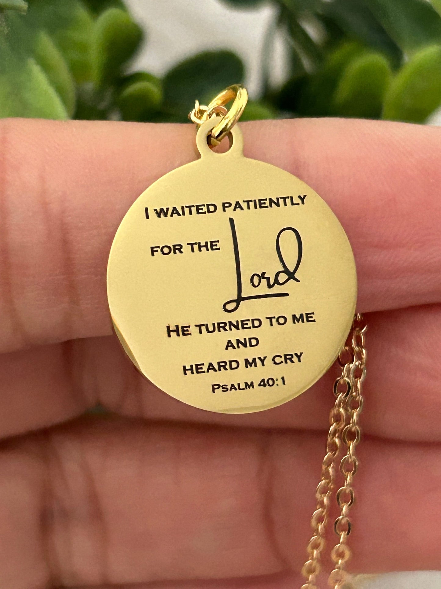 Psalm 40:1 Bible Verse Necklace I waited patiently for The Lord Christian Gift