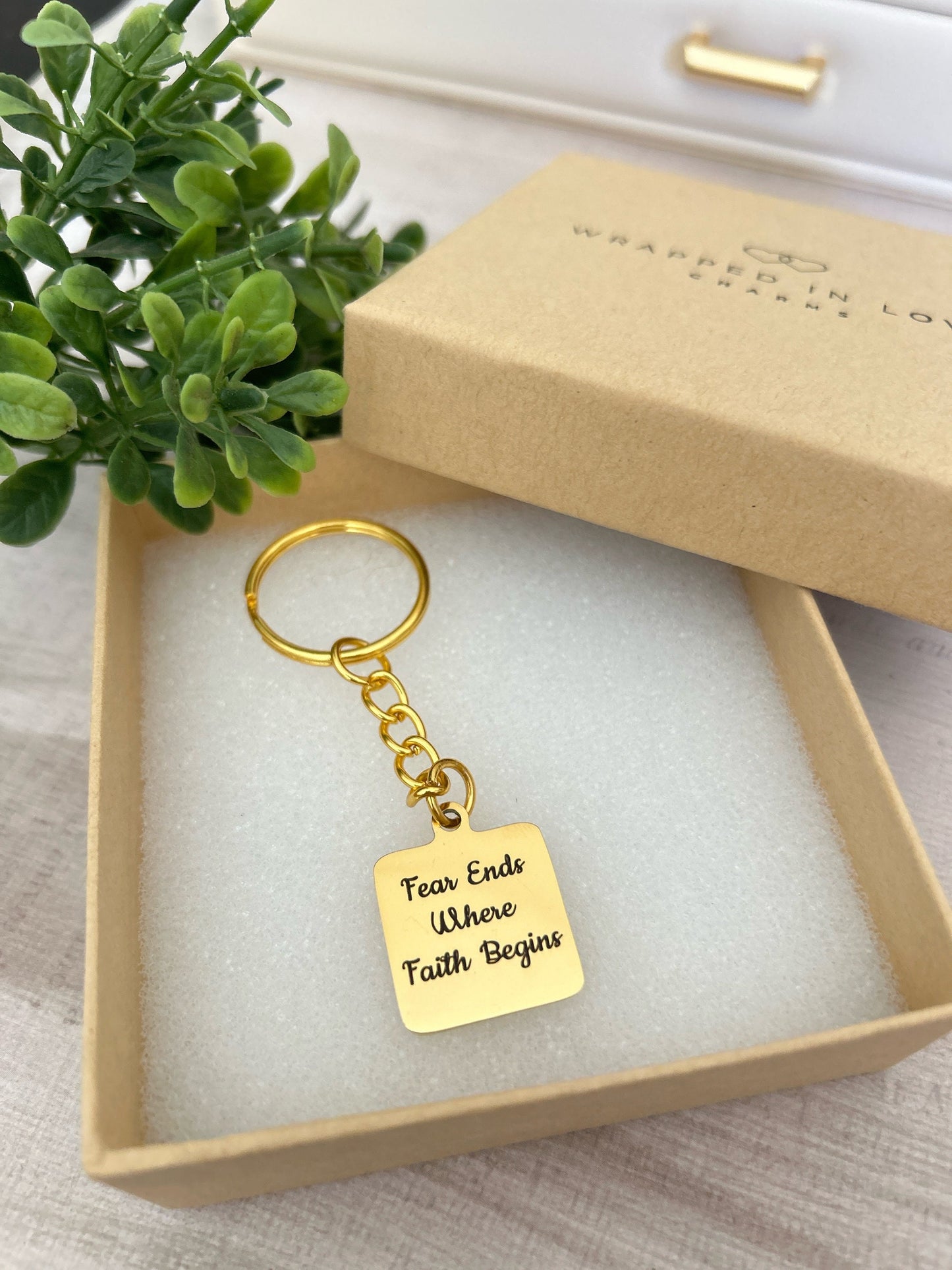 Fear ends where Faith begins Bible Verse Keychain, faith Scripture Charms pendants, Christian Gifts Jewelry, custom personalized Key chain