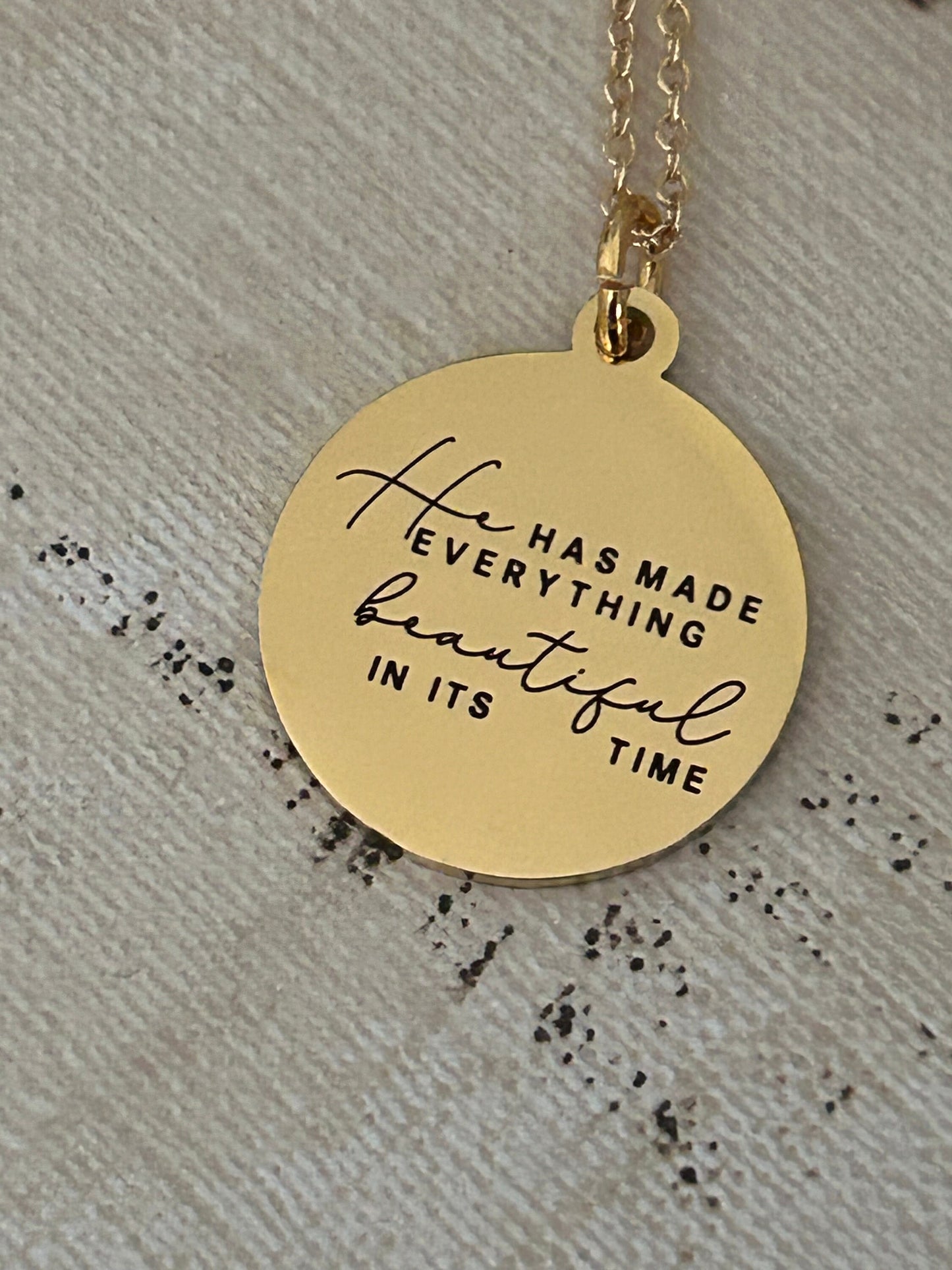 He has Made Everything Beautiful in its Time Gold Necklace, Bible Verse Jewelry, Christian Gifts, Scripture Quote Necklace, faith charms