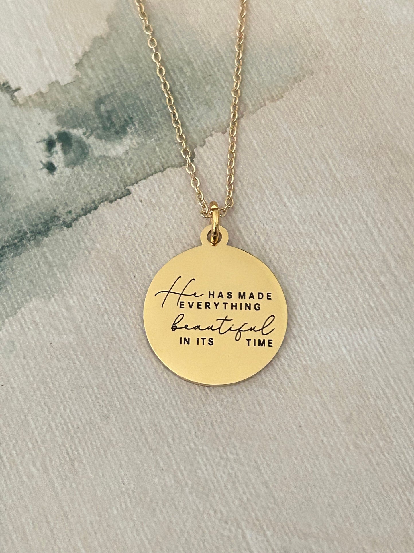 He has Made Everything Beautiful in its Time Gold Necklace, Bible Verse Jewelry, Christian Gifts, Scripture Quote Necklace, faith charms