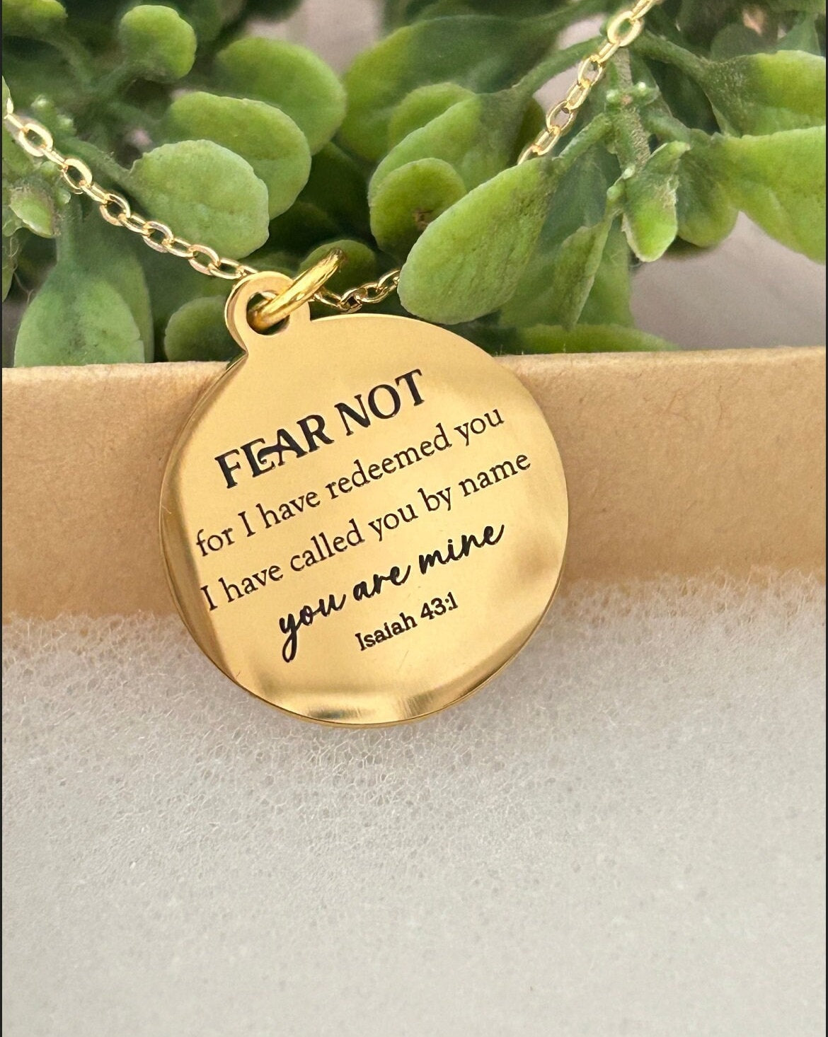 Personalized Bible Verse Gold Square or Disc Necklace, Christian Jewelry, Faith Necklace, Scripture Quote Pendant, Baptism, Christian Gifts