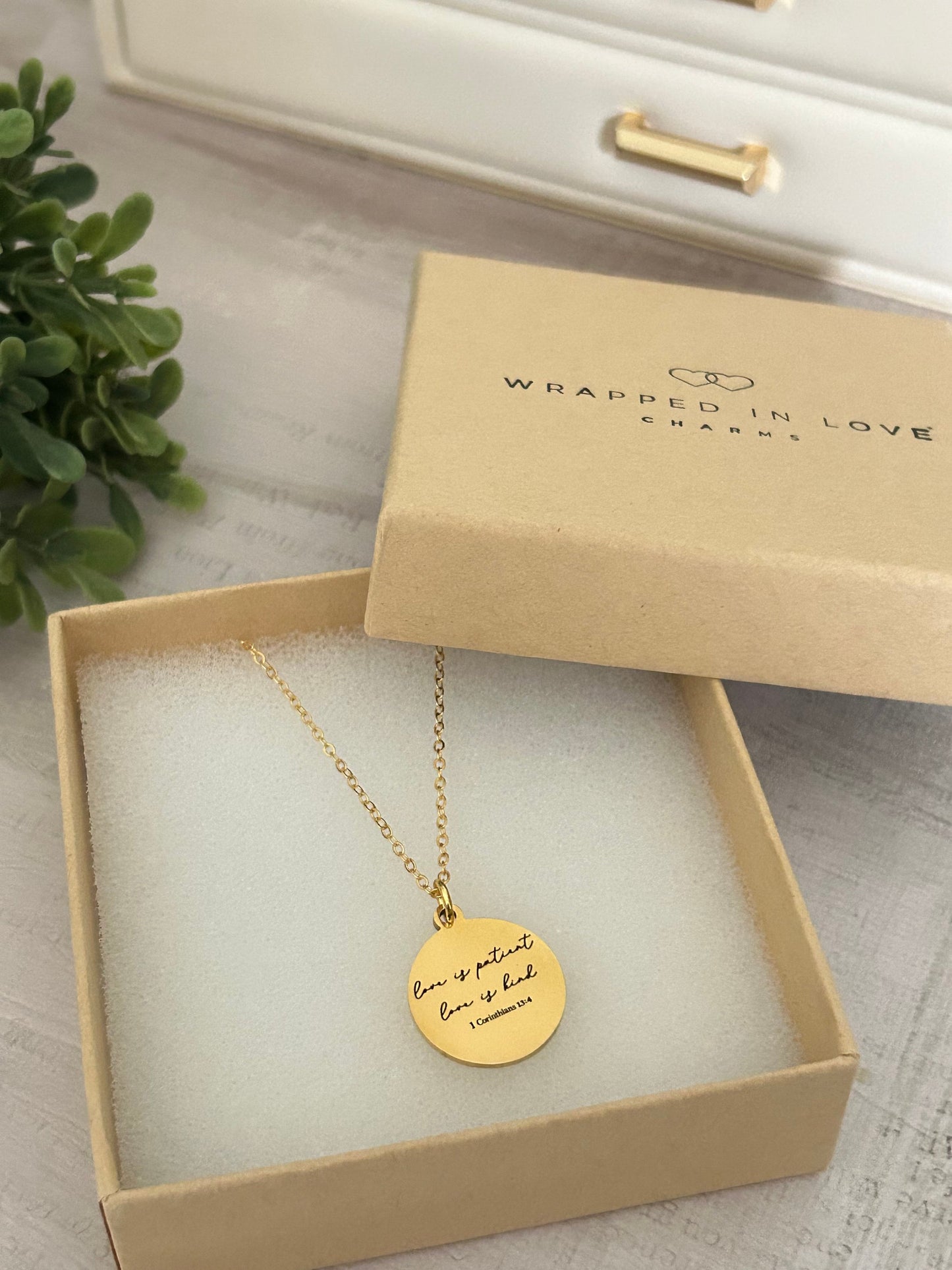 Personalized Bible Verse Gold Square or Disc Necklace, Christian Jewelry, Faith Necklace, Scripture Quote Pendant, Baptism, Christian Gifts