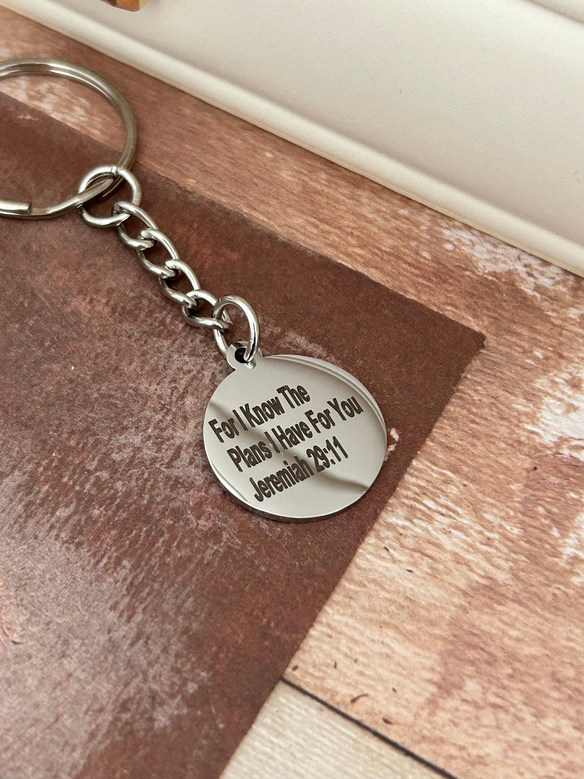 For I know the plans I have for you Keychain, Jeremiah 29:11, Christian Gifts Charms, custom quote keychains, personalized keychains