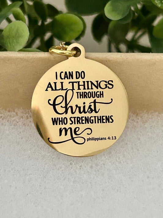 I Can Do All Things through Christ who strengthens me Bible Verse Necklace, Christian Gifts, Scripture Jewelry, 16K Gold Plated, Easter