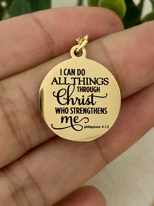 I Can Do All Things through Christ 14K Gold Plated Bible Verse Necklace, Christian Jewelry Gift