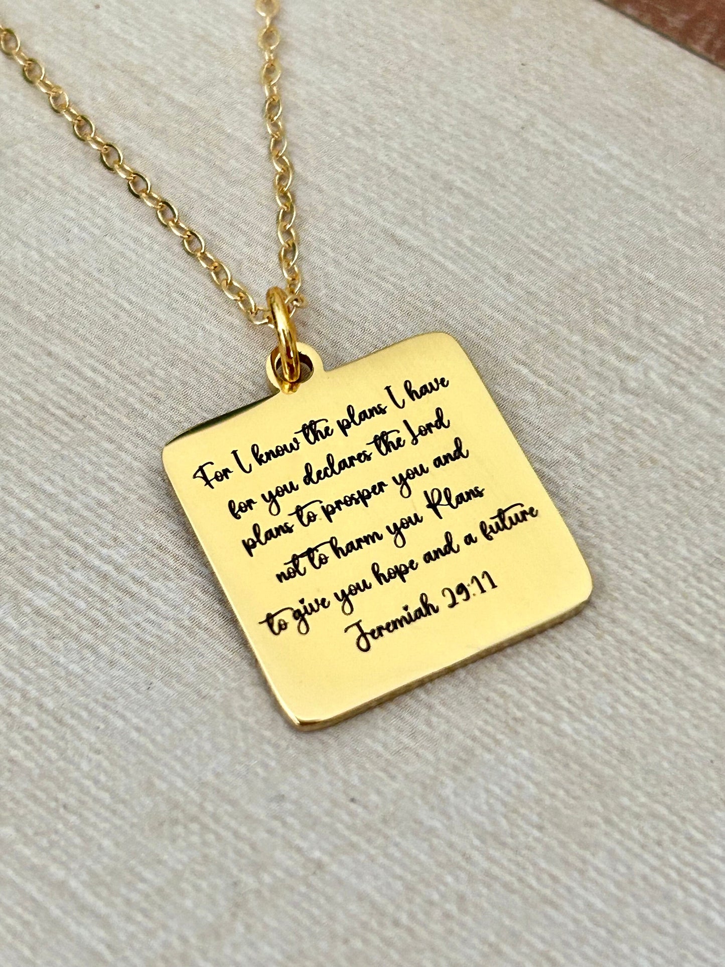 For I know the plans that I have for you Bible Verse Gold Necklace, Christian Gifts, Scripture Jewelry, Jeremiah 29:11, Mothers Day Necklace