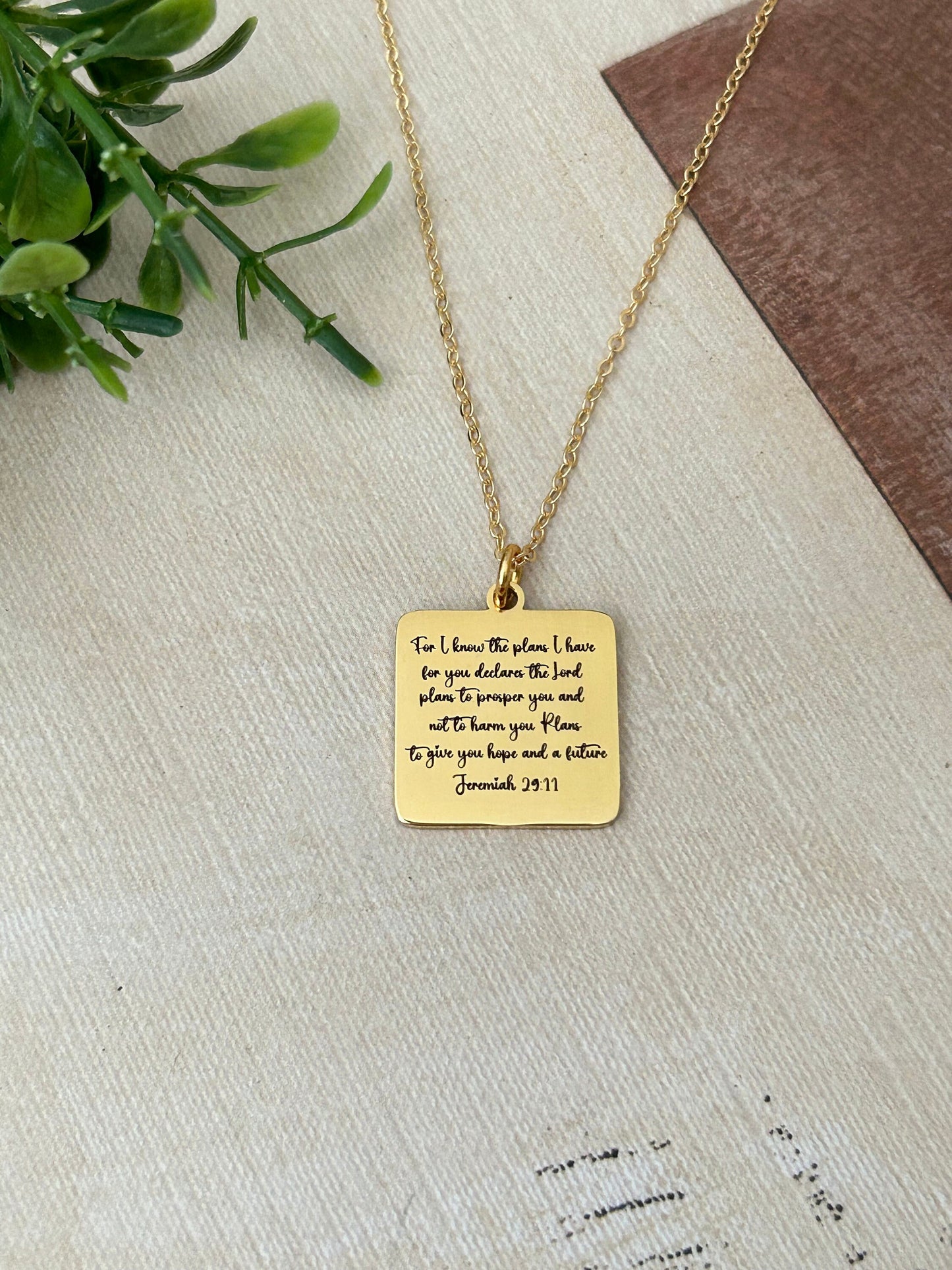 For I know the plans that I have for you Bible Verse Gold Necklace, Christian Gifts, Scripture Jewelry, Jeremiah 29:11, Mothers Day Necklace