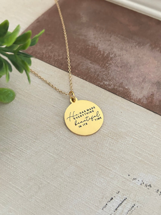 Everything Beautiful in its Time Bible Verse Necklace, Christian Women Gift, Scripture Quote Necklace, Ecclesiastes 3:11, Meaningful Gift