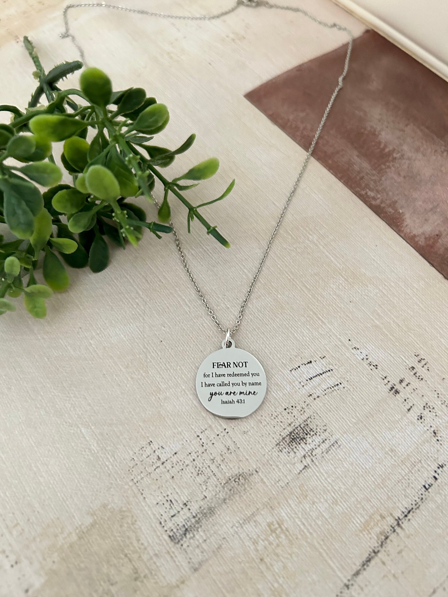 Fear not for I have redeemed you Bible Verse Silver Necklace, Isaiah 43:1, Christian Jewelry Gifts, Scripture Personalized engraved Necklace