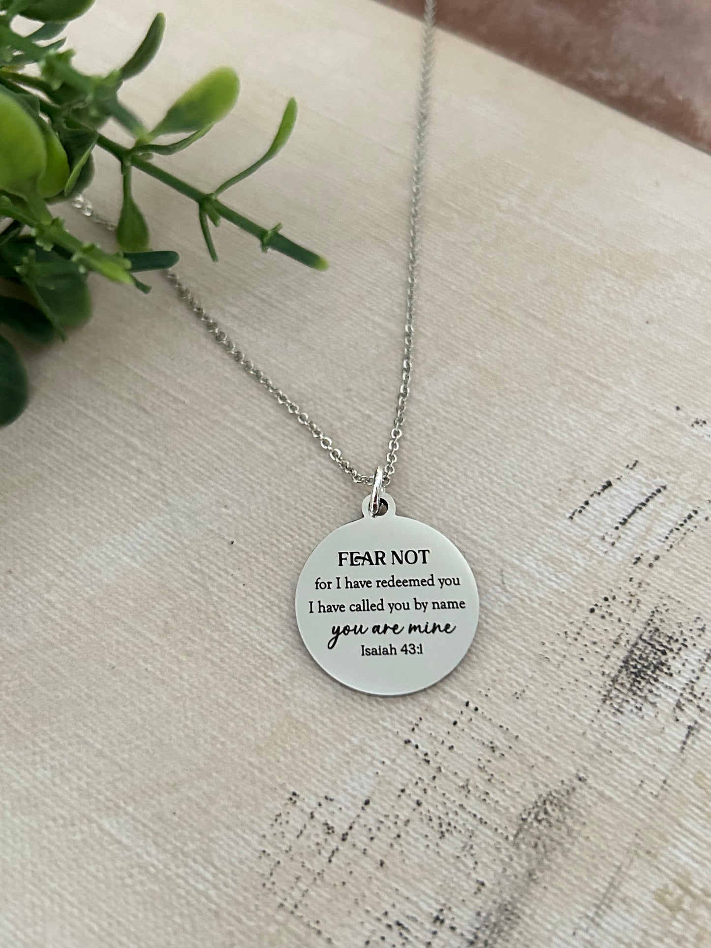 Fear not for I have redeemed you Bible Verse Silver Necklace, Isaiah 43:1, Christian Jewelry Gifts, Scripture Personalized engraved Necklace