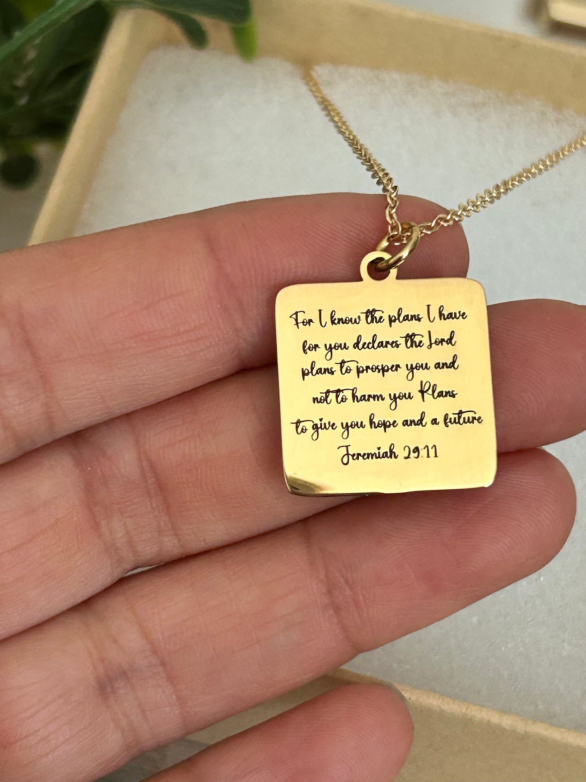 For I know the plans that I have for you Bible Verse Gold Necklace, Christian Gifts, Scripture Jewelry, Jeremiah 29:11, Mothers Day Necklace