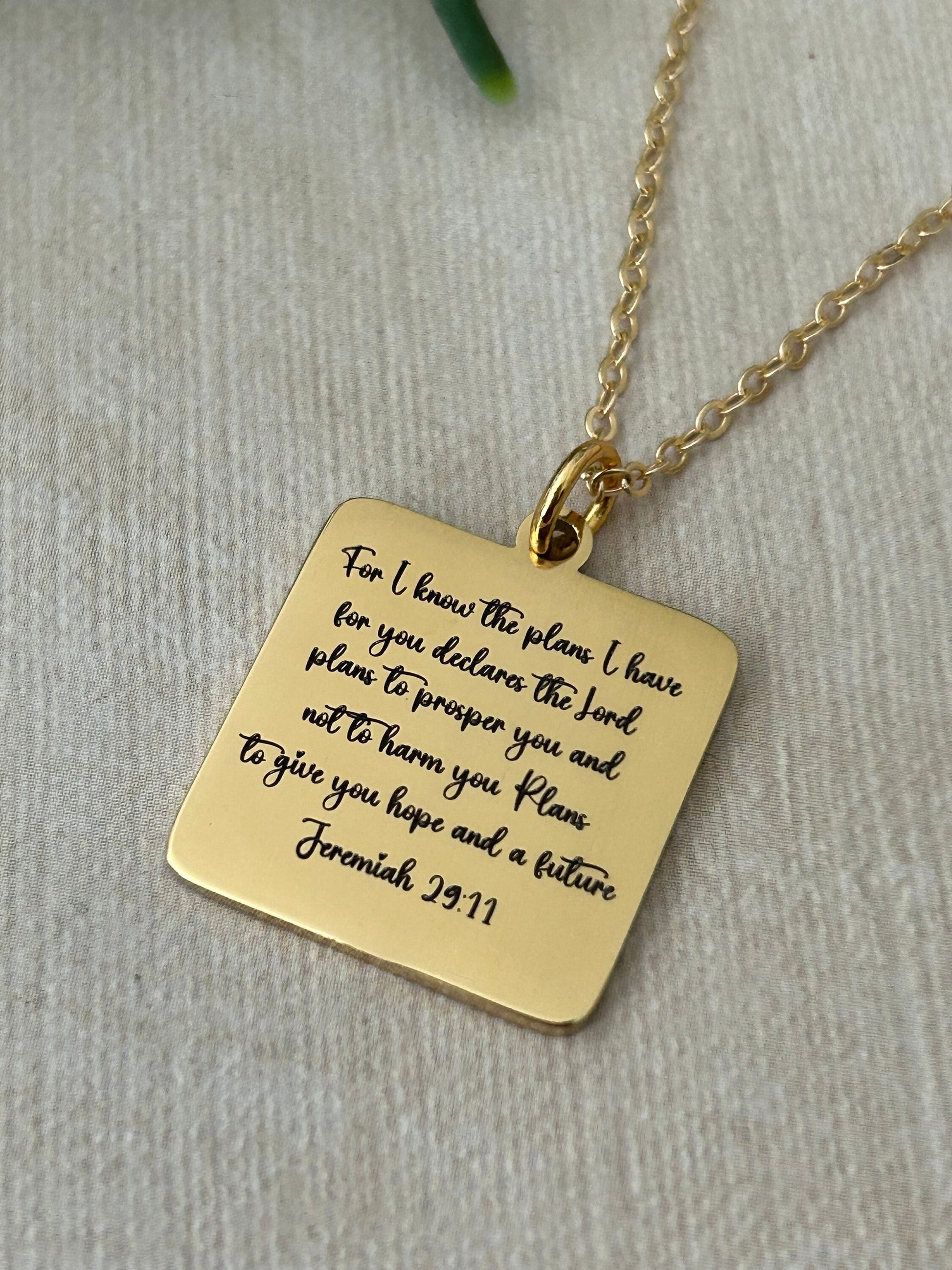 For I know the plans that I have for you Bible Verse Gold Necklace, Christian Gifts, Scripture Jewelry, Jeremiah 29:11, Mothers Day Necklace