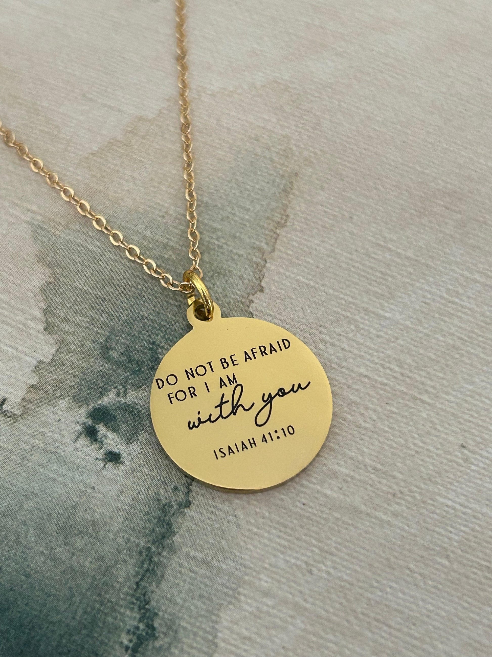 Do not be afraid for I am with you Bible Verse Gold Necklace, Isaiah 41:10, Christian Jewelry Gifts, Scripture Personalize engraved Necklace