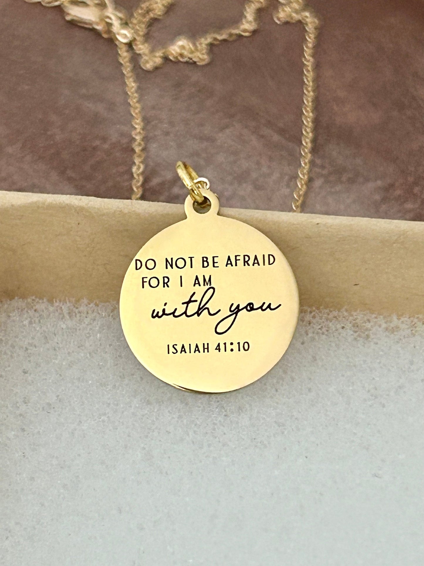 Do not be afraid for I am with you Bible Verse Gold Necklace, Isaiah 41:10, Christian Jewelry Gifts, Scripture Personalize engraved Necklace