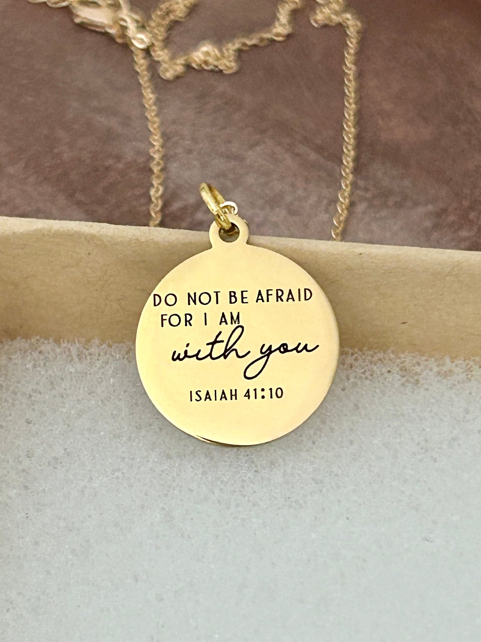 Do not be afraid for I am with you Bible Verse Gold Necklace, Isaiah 41:10, Christian Jewelry Gifts, Scripture Personalize engraved Necklace