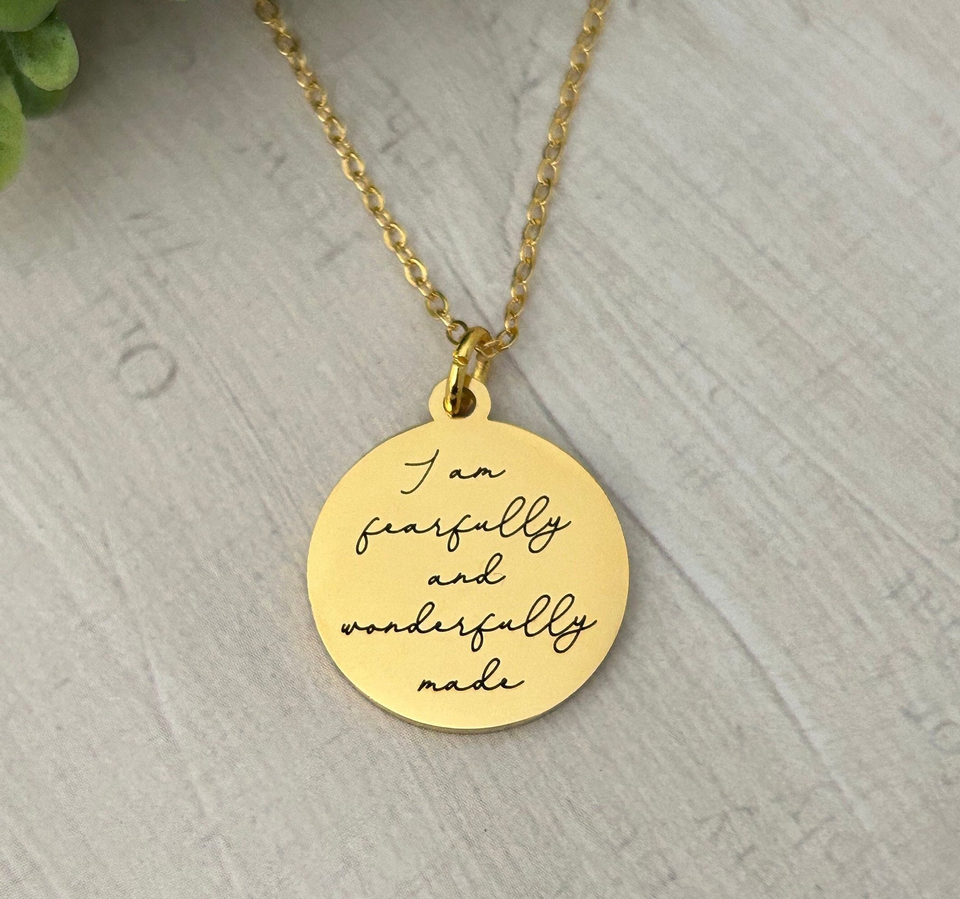 Fearfully and Wonderfully made bible verse Necklace, 16K Gold plated, Scripture Jewelry, Christian Gifts, Psalm 139:14, Mother’s Day gift