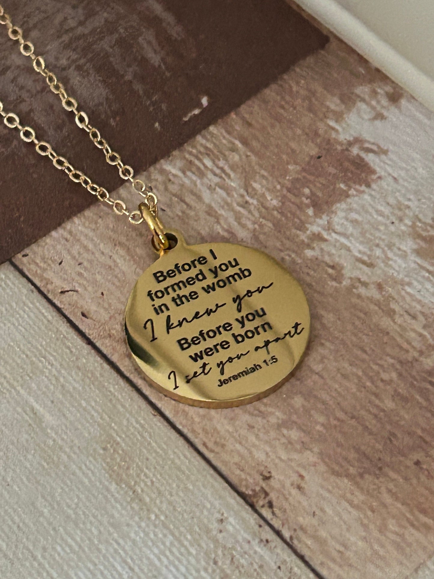 Before I formed you in the womb I knew you bible verse Necklace, 16K Gold plated, Scripture Jewelry, Christian Gifts, Jeremiah 1:5, Mom Gift