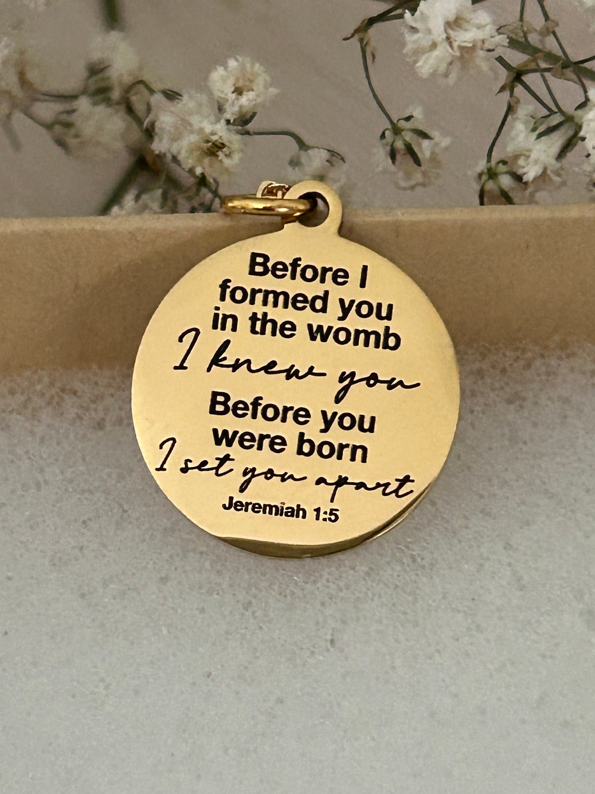 Before I formed you in the womb I knew you bible verse Necklace, 16K Gold plated, Scripture Jewelry, Christian Gifts, Jeremiah 1:5, Mom Gift