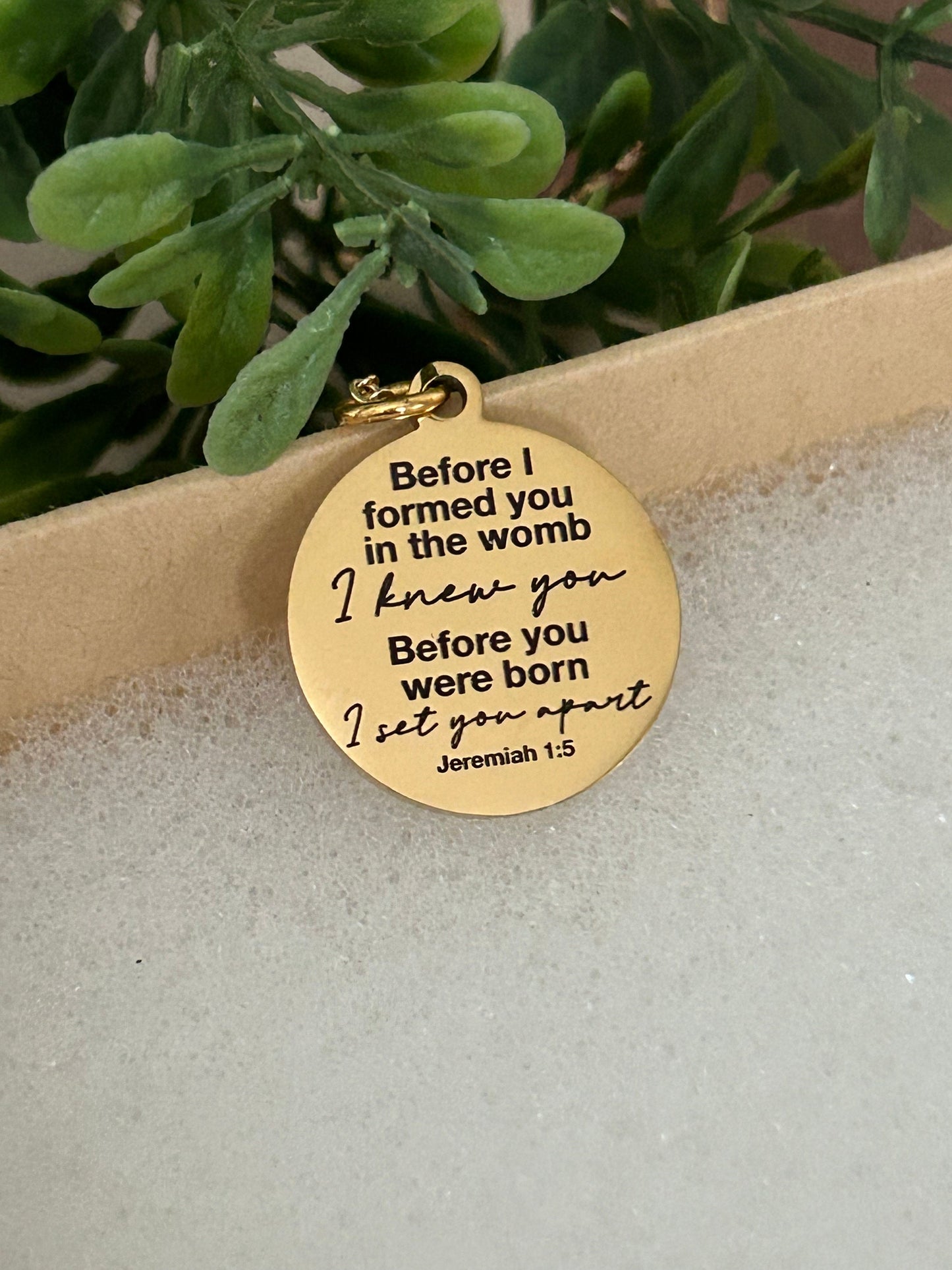 Before I formed you in the womb I knew you bible verse Necklace, 16K Gold plated, Scripture Jewelry, Christian Gifts, Jeremiah 1:5, Mom Gift