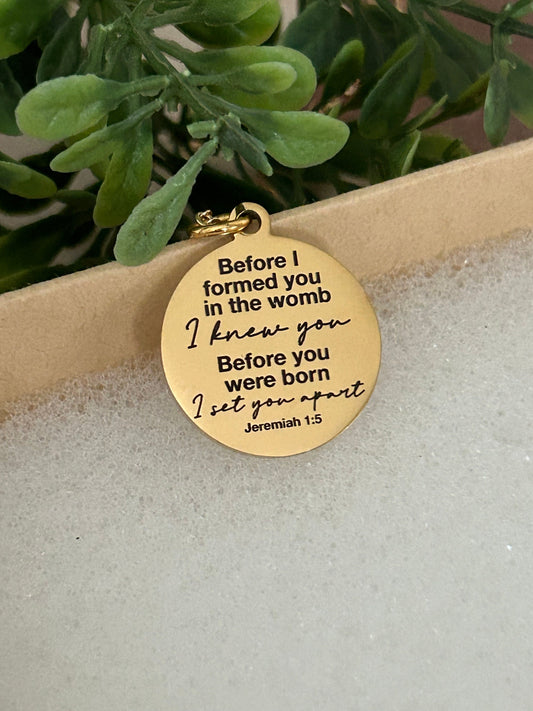 Before I formed you in the womb I knew you bible verse Necklace, 16K Gold plated, Scripture Jewelry, Christian Gifts, Jeremiah 1:5, Mom Gift