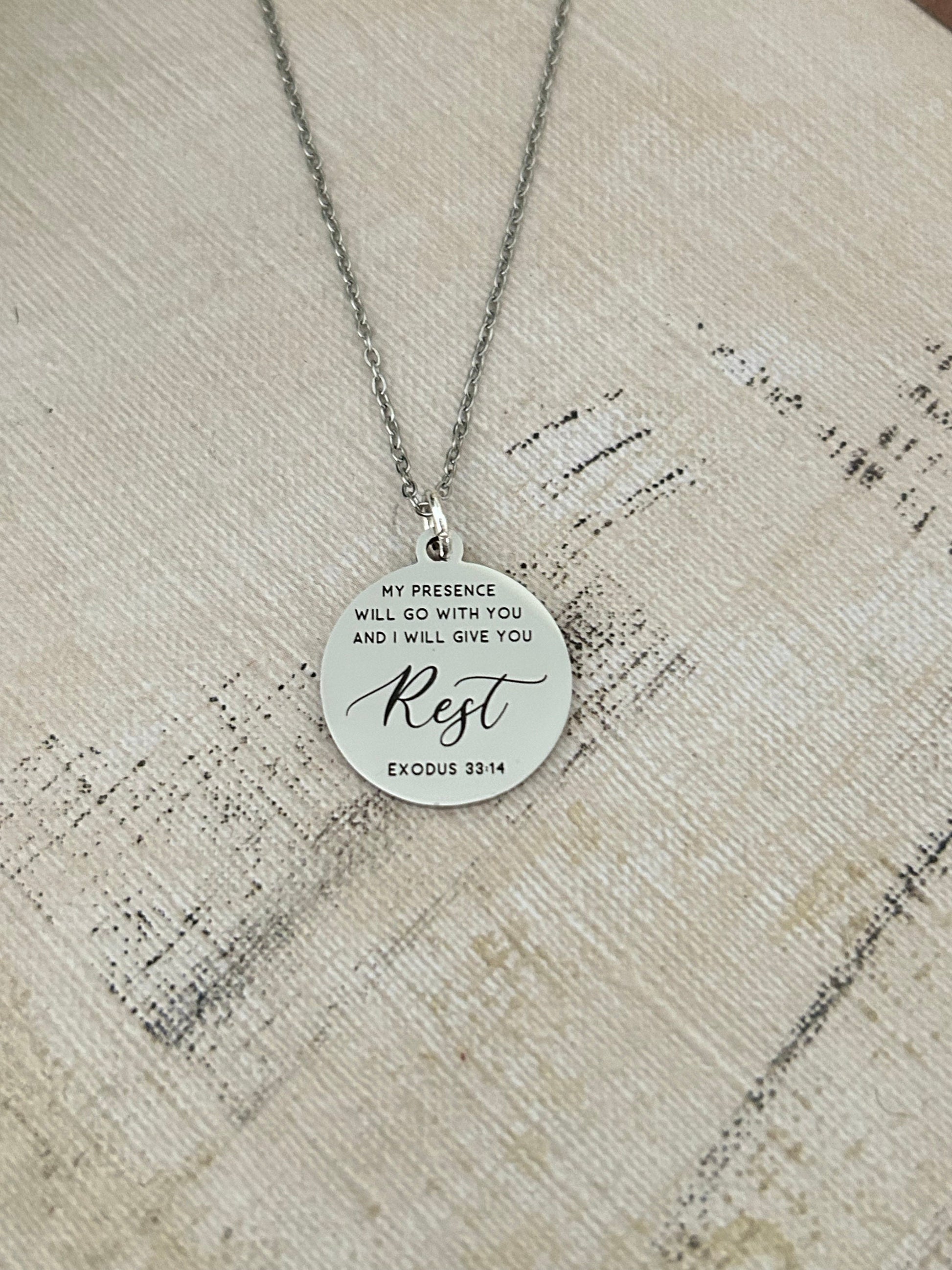 My Presence will go with you bible verse Necklace, 16K Gold plated, Scripture Jewelry, Christian Gifts, Exodus 33:14, Mothers day Gift