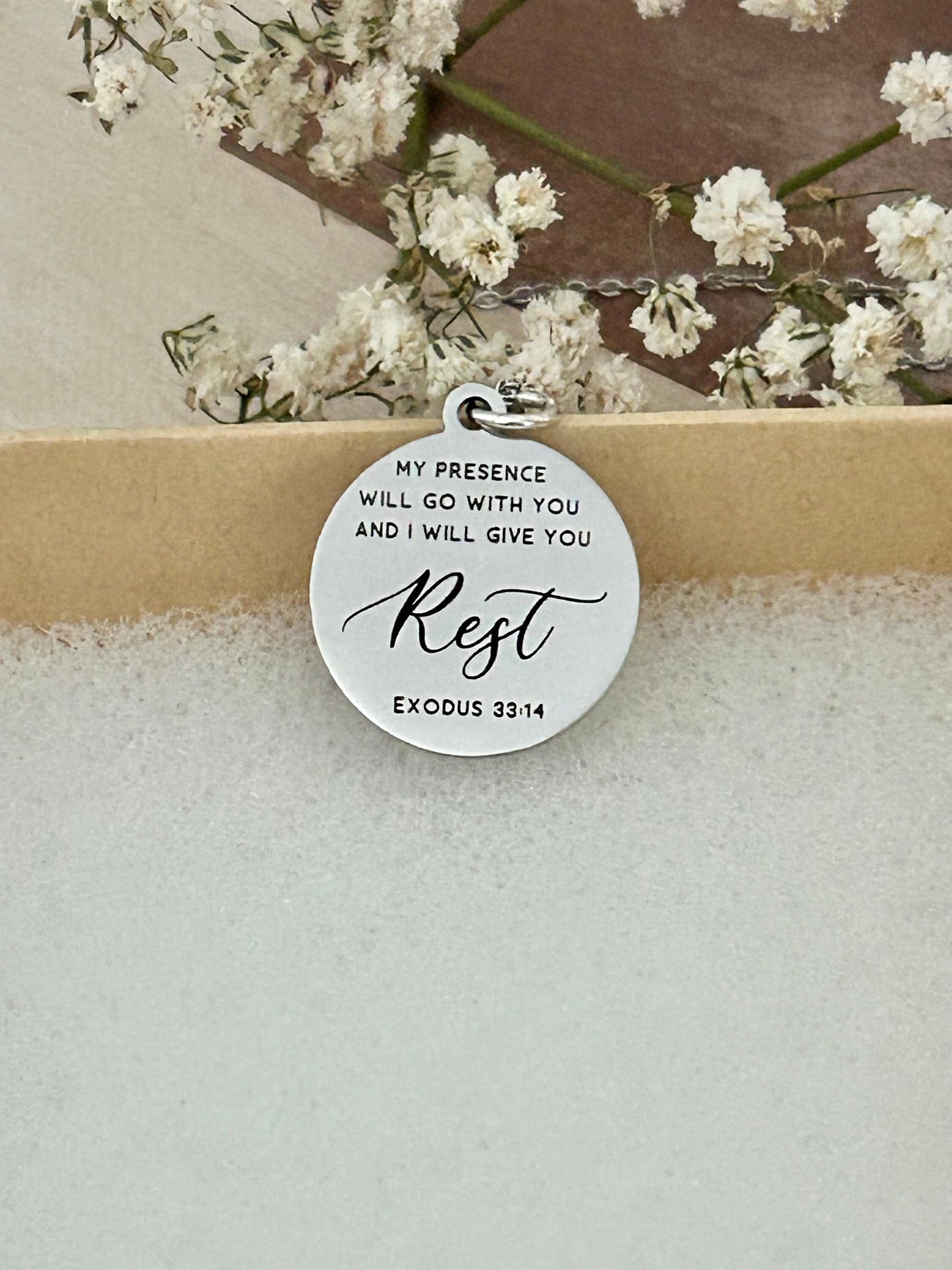 My Presence will go with you bible verse Necklace, Farewell Gift, Christian Gifts, Exodus 33:14, Goodbye Gift, Missionary Gifts, LDS Gifts