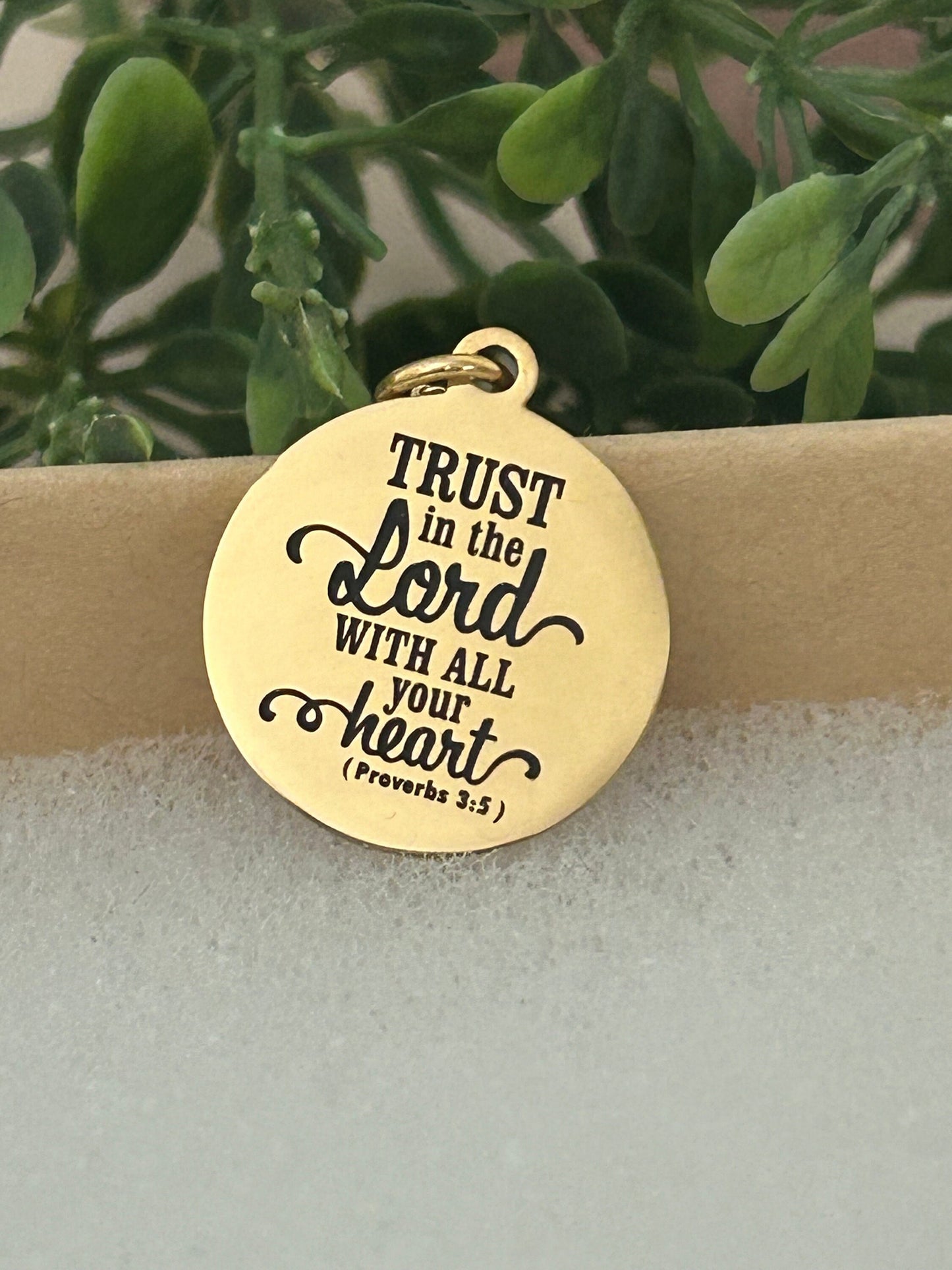 Trust in The Lord Gold Bible Verse Necklace, Proverbs 3:5, Christian Gifts, Scripture Jewelry, Mother’s Day Gift