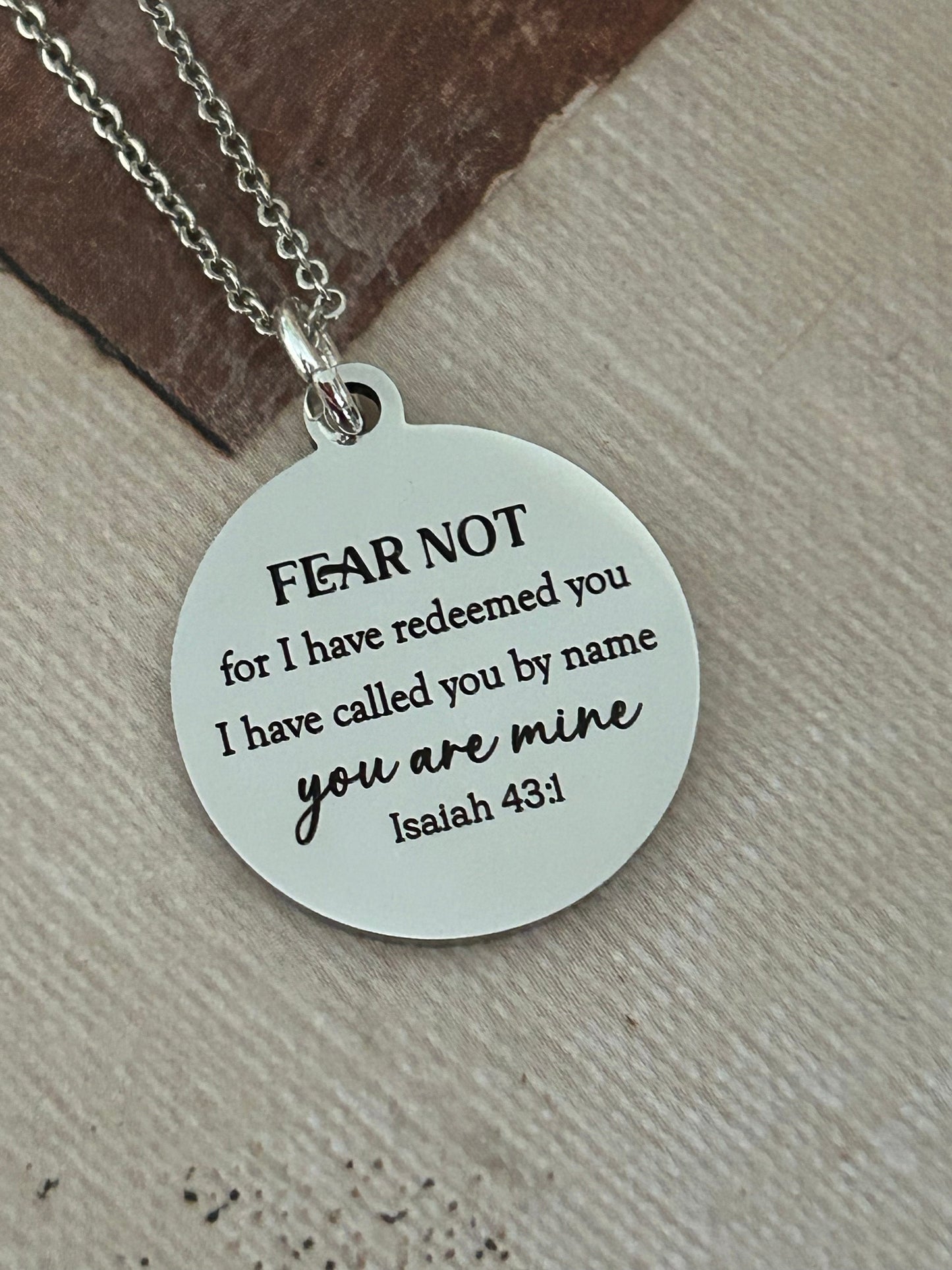 Fear not for I have redeemed you Bible Verse Silver Necklace, Isaiah 43:1, Christian Jewelry Gifts, Scripture Personalized engraved Necklace