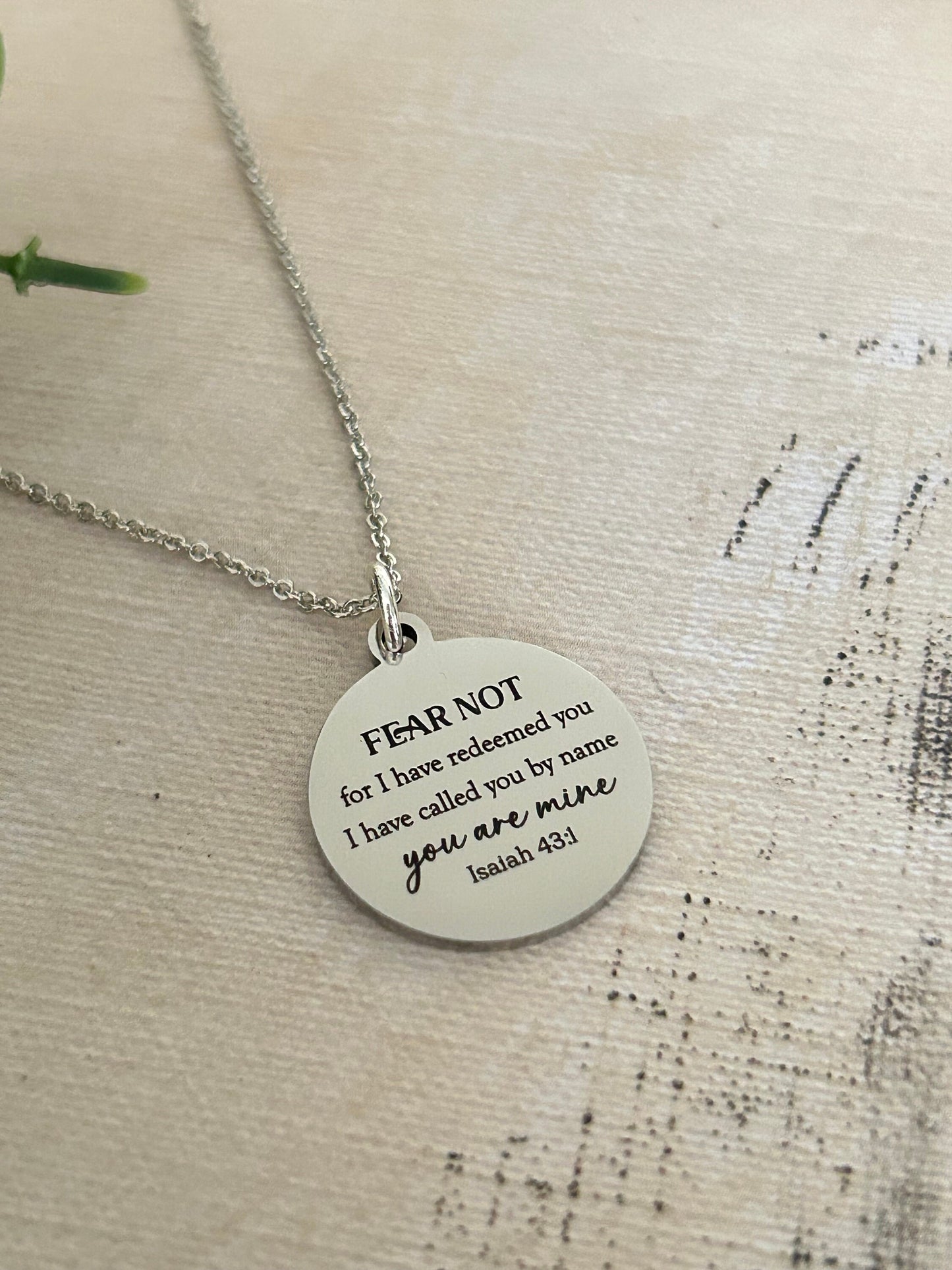 Fear not for I have redeemed you Bible Verse Silver Necklace, Isaiah 43:1, Christian Jewelry Gifts, Scripture Personalized engraved Necklace