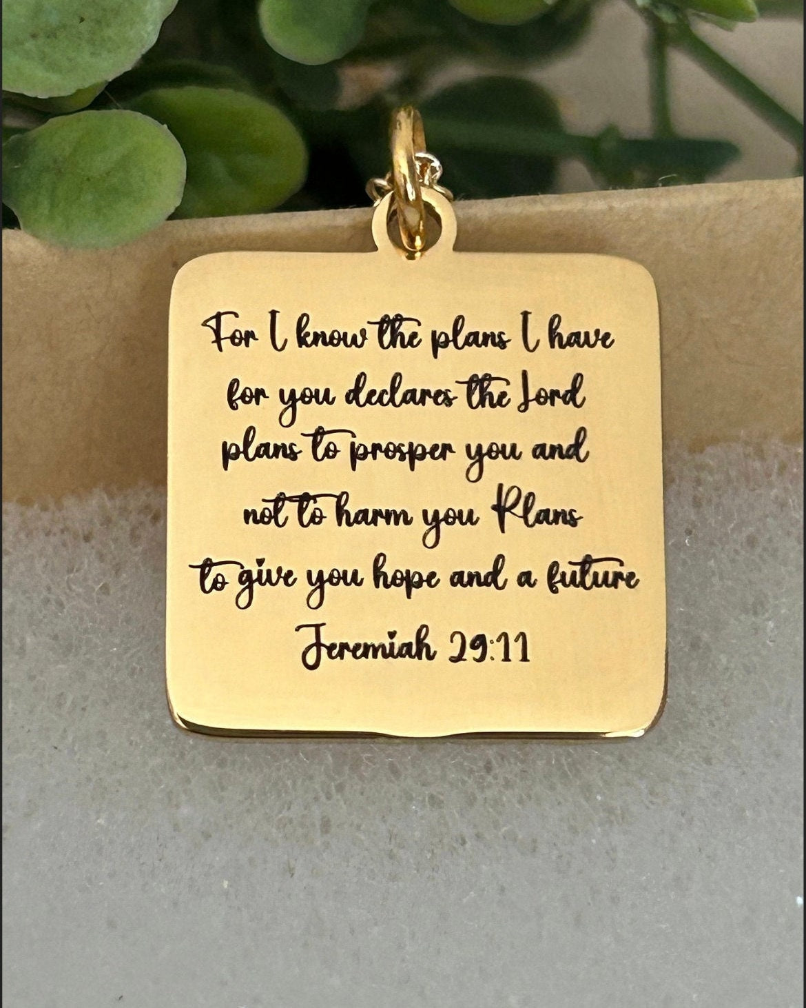 For I know the plans that I have for you Bible Verse Gold Necklace, Christian Jewelry Gifts, Jeremiah 29:11, Personalized Engraved Necklace