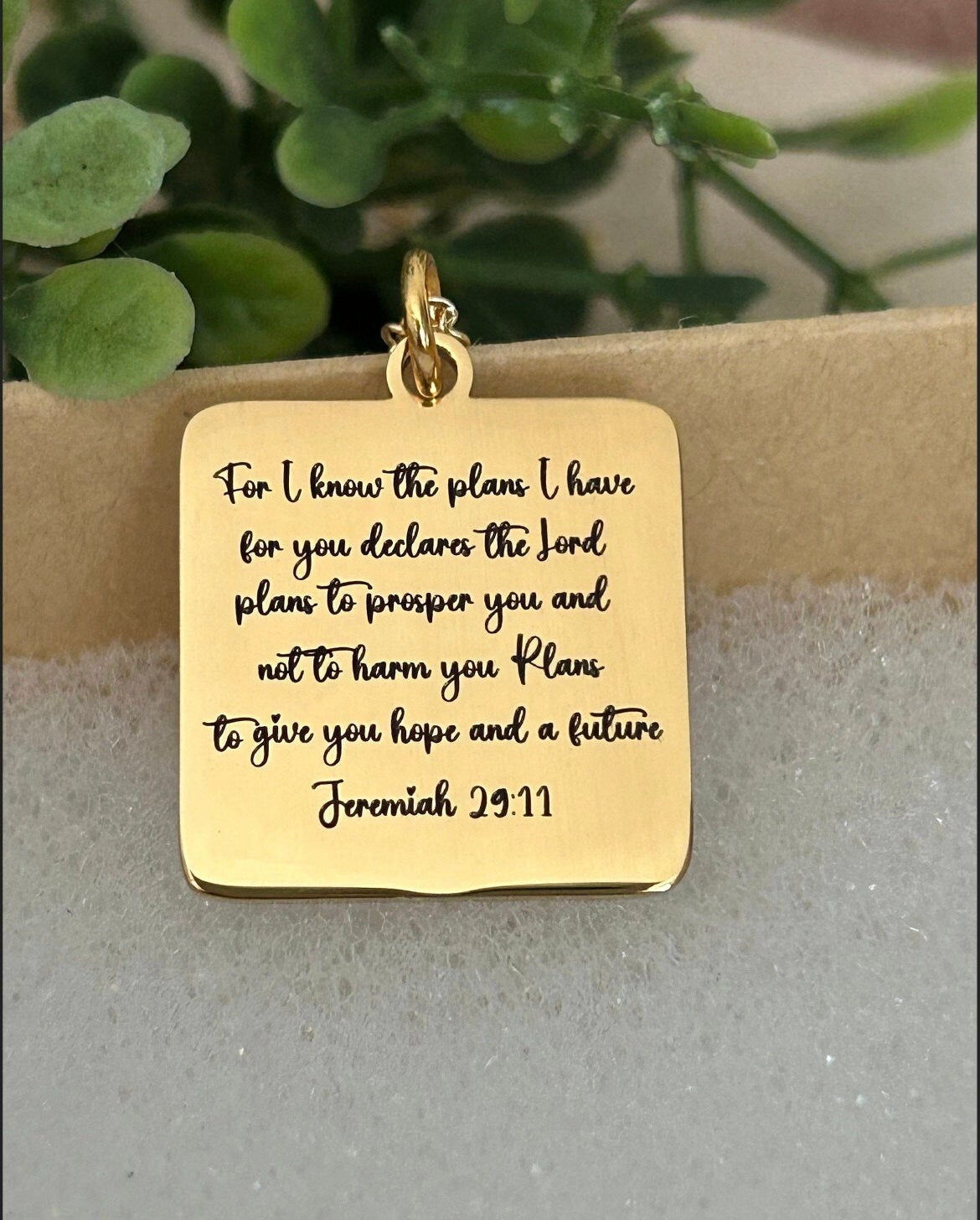 For I know the plans that I have for you Bible Verse Gold Necklace, Christian Jewelry Gifts, Jeremiah 29:11, Personalized Engraved Necklace