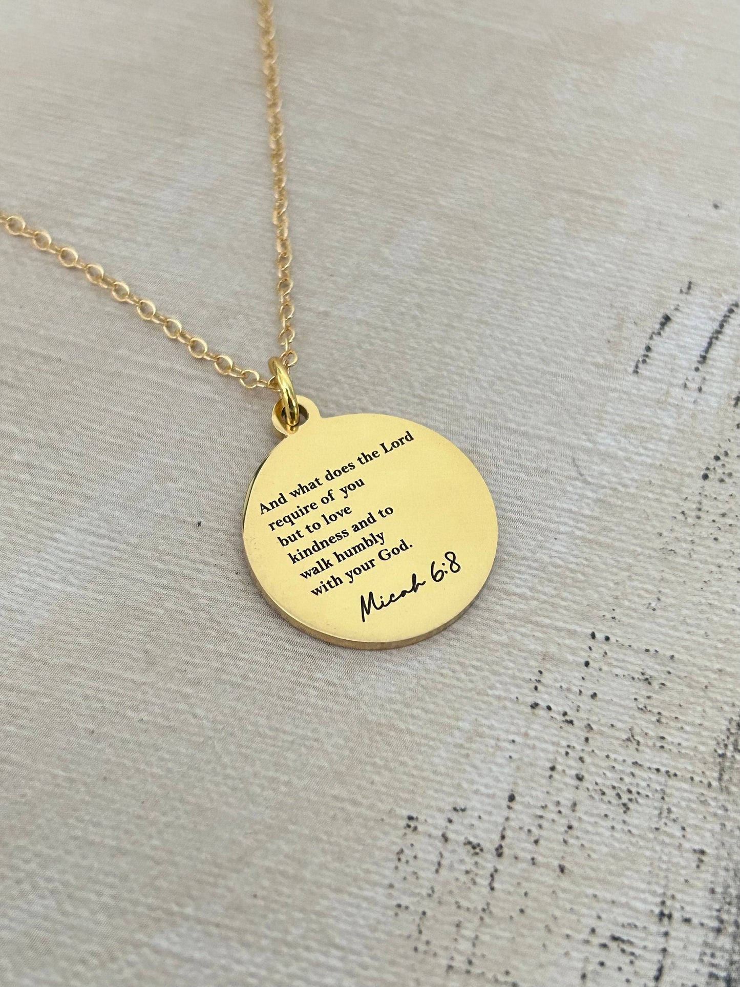 And what does the Lord require Bible Verse Necklace, Micah 6:8, Christian Gifts, Scripture jewelry Personalized engraved, 16K Gold plated