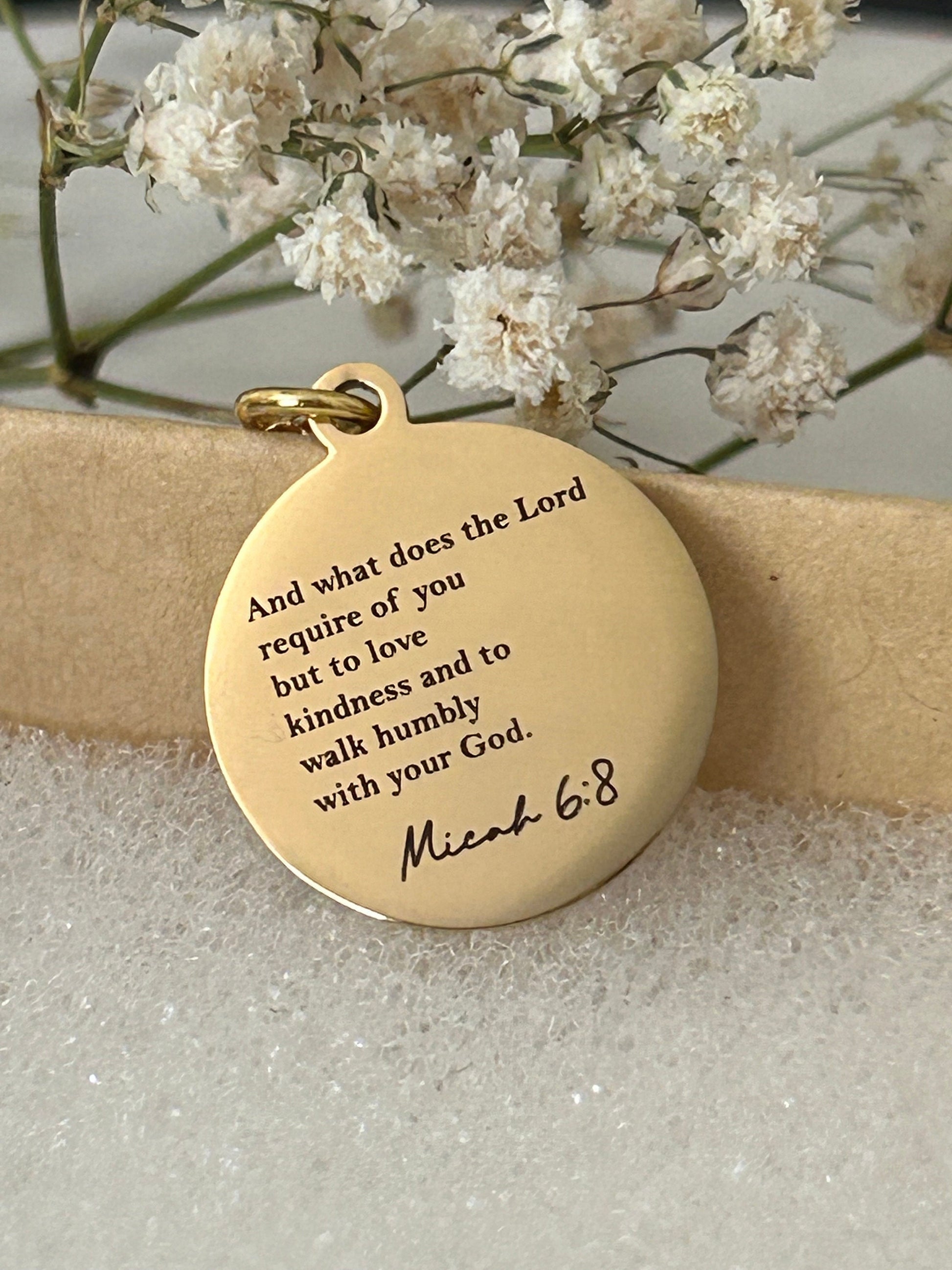 And what does the Lord require Bible Verse Necklace, Micah 6:8, Christian Gifts, Scripture jewelry Personalized engraved, 16K Gold plated