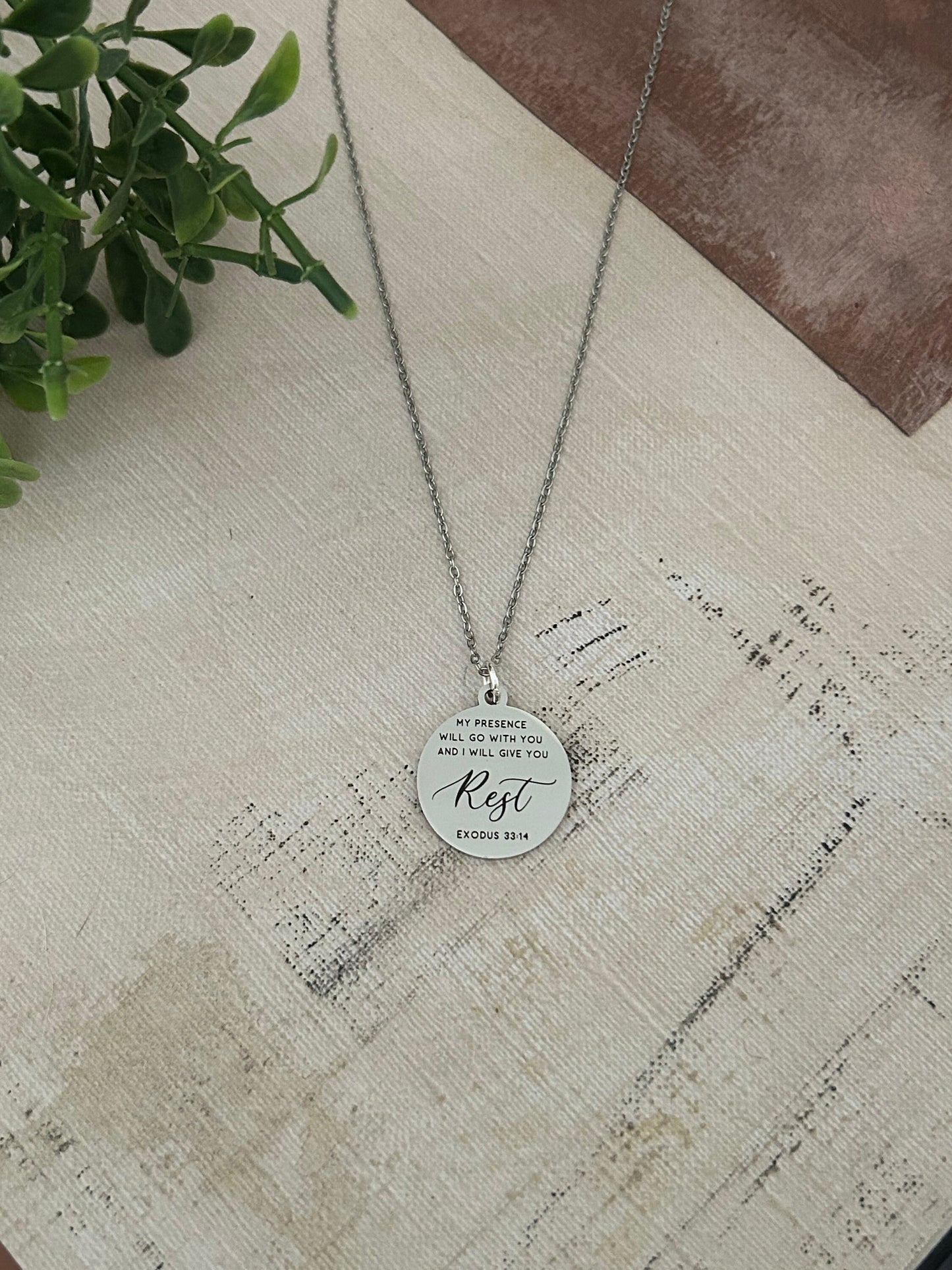 My Presence will go with you bible verse Necklace, Farewell Gift, Christian Gifts, Exodus 33:14, Goodbye Gift, Missionary Gifts, LDS Gifts