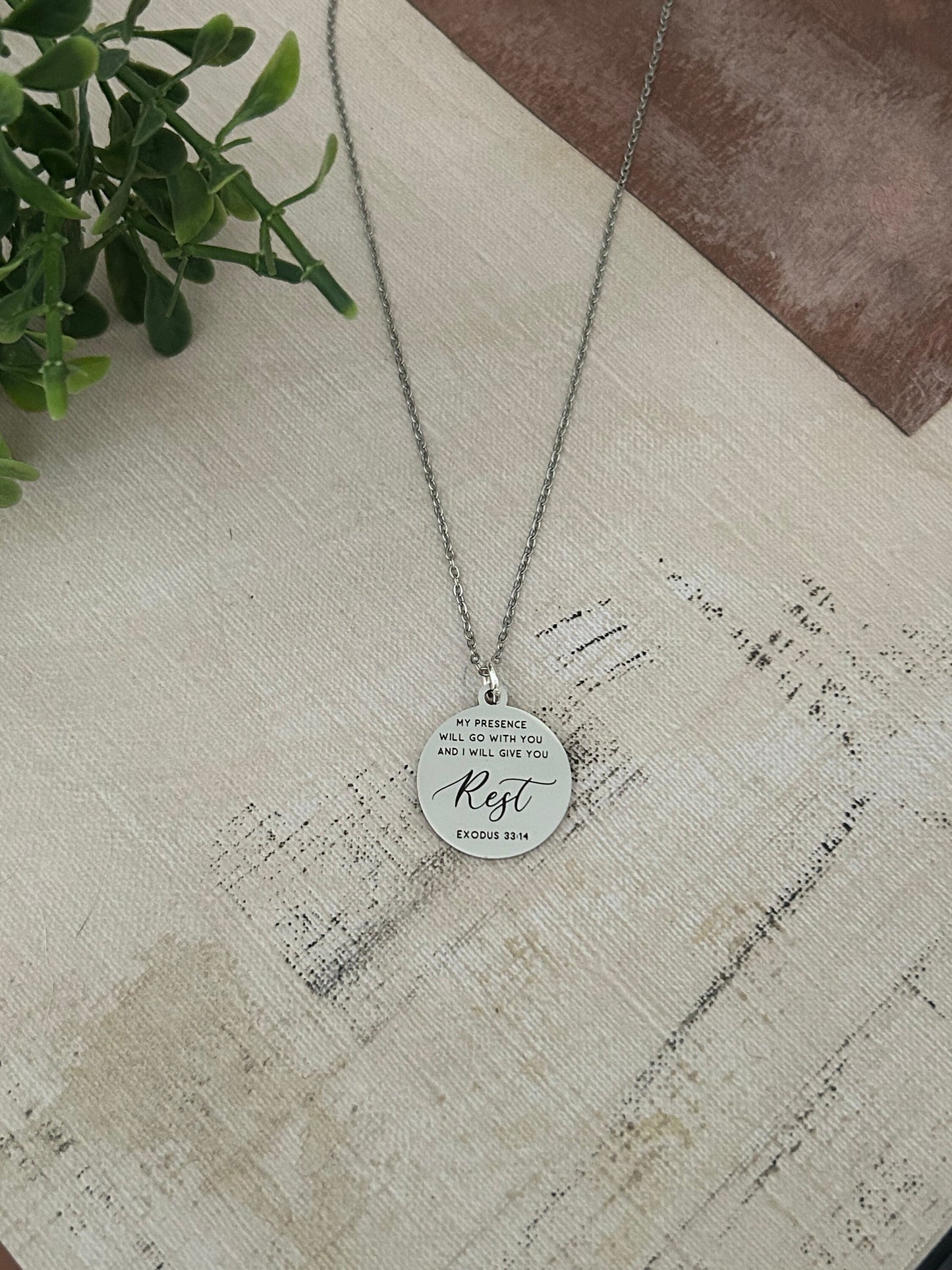 My Presence will go with you bible verse Necklace, 16K Gold plated, Scripture Jewelry, Christian Gifts, Exodus 33:14, Mothers day Gift