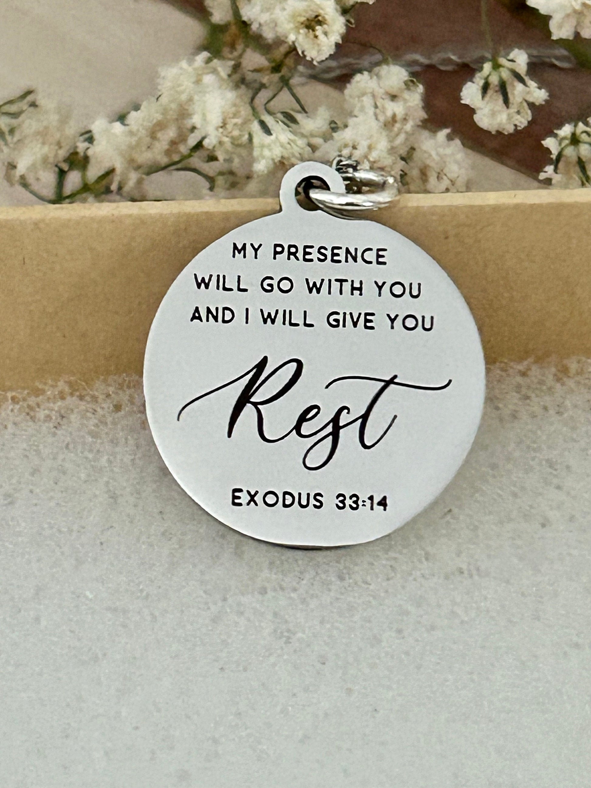 My Presence will go with you bible verse Necklace, 16K Gold plated, Scripture Jewelry, Christian Gifts, Exodus 33:14, Mothers day Gift