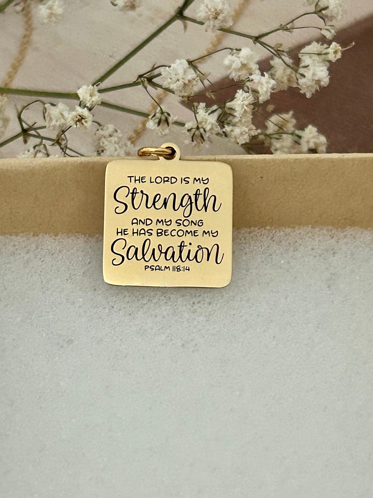 The Lord is My Strength Bible Verse Necklace, Psalm 118:14, Christian Faith Gifts, Scripture Jewelry, Mothers Day Gift, Prayer Necklace