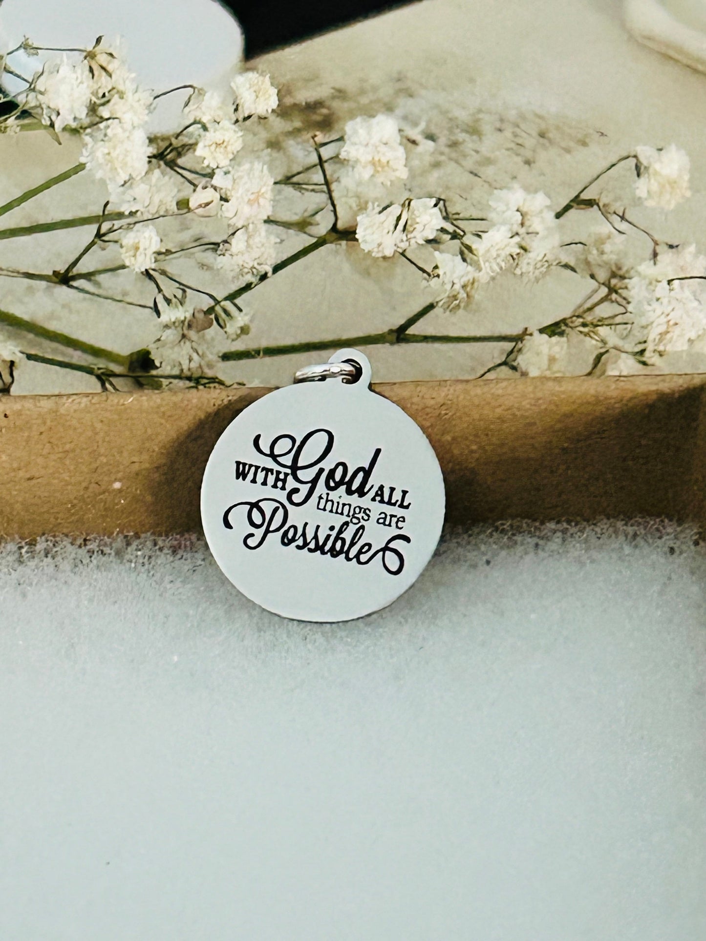 With God All Things are Possible Bible Verse Necklace, Christian Gifts, Scripture Jewelry, Faith Necklace, Gifts for Mom, Baptism,