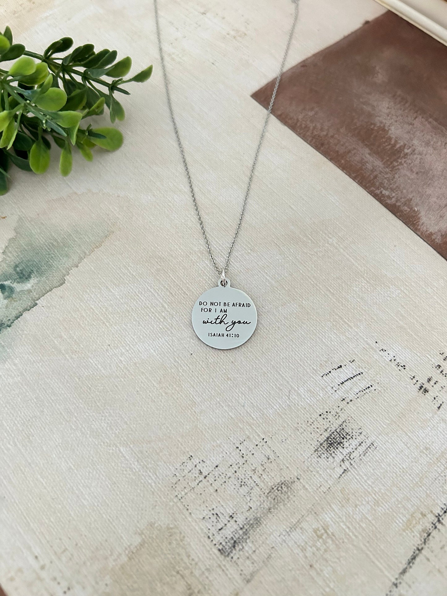 Do not be afraid for I am with you Bible Verse Gold Necklace, Isaiah 41:10, Christian Gifts, Scripture Engraved Jewelry, Motivational Gifts