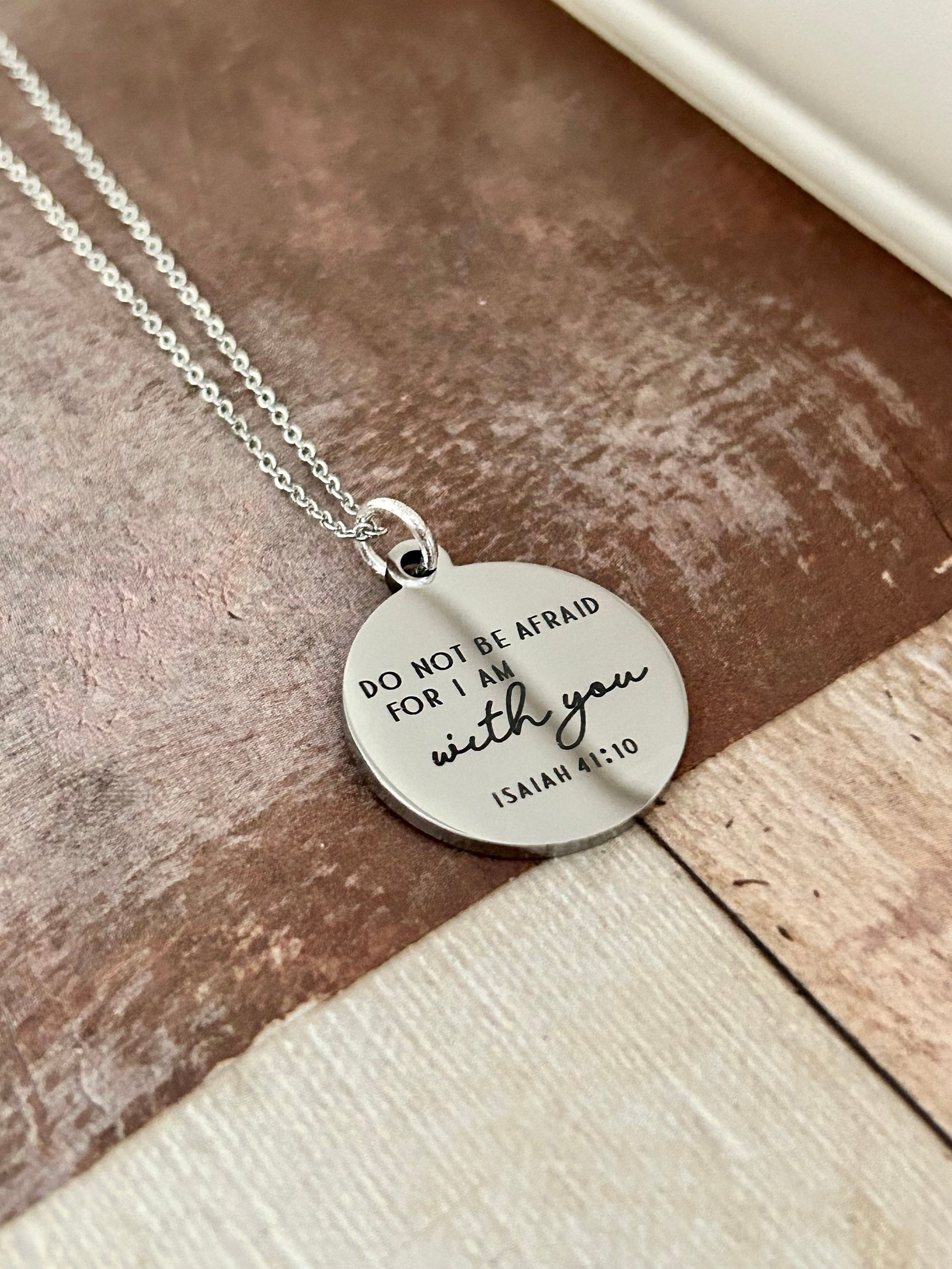 Do not be afraid for I am with you Bible Verse Gold Necklace, Isaiah 41:10, Christian Gifts, Scripture Engraved Jewelry, Motivational Gifts