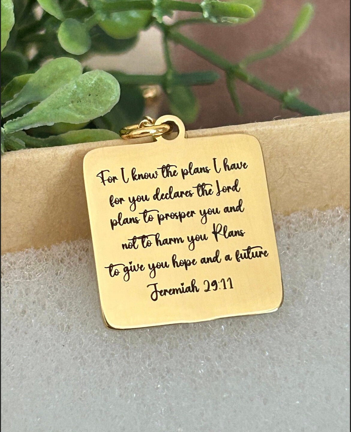 For I know the plans that I have for you Bible Verse Gold Necklace, Christian Jewelry Gifts, Jeremiah 29:11, Personalized Engraved Necklace