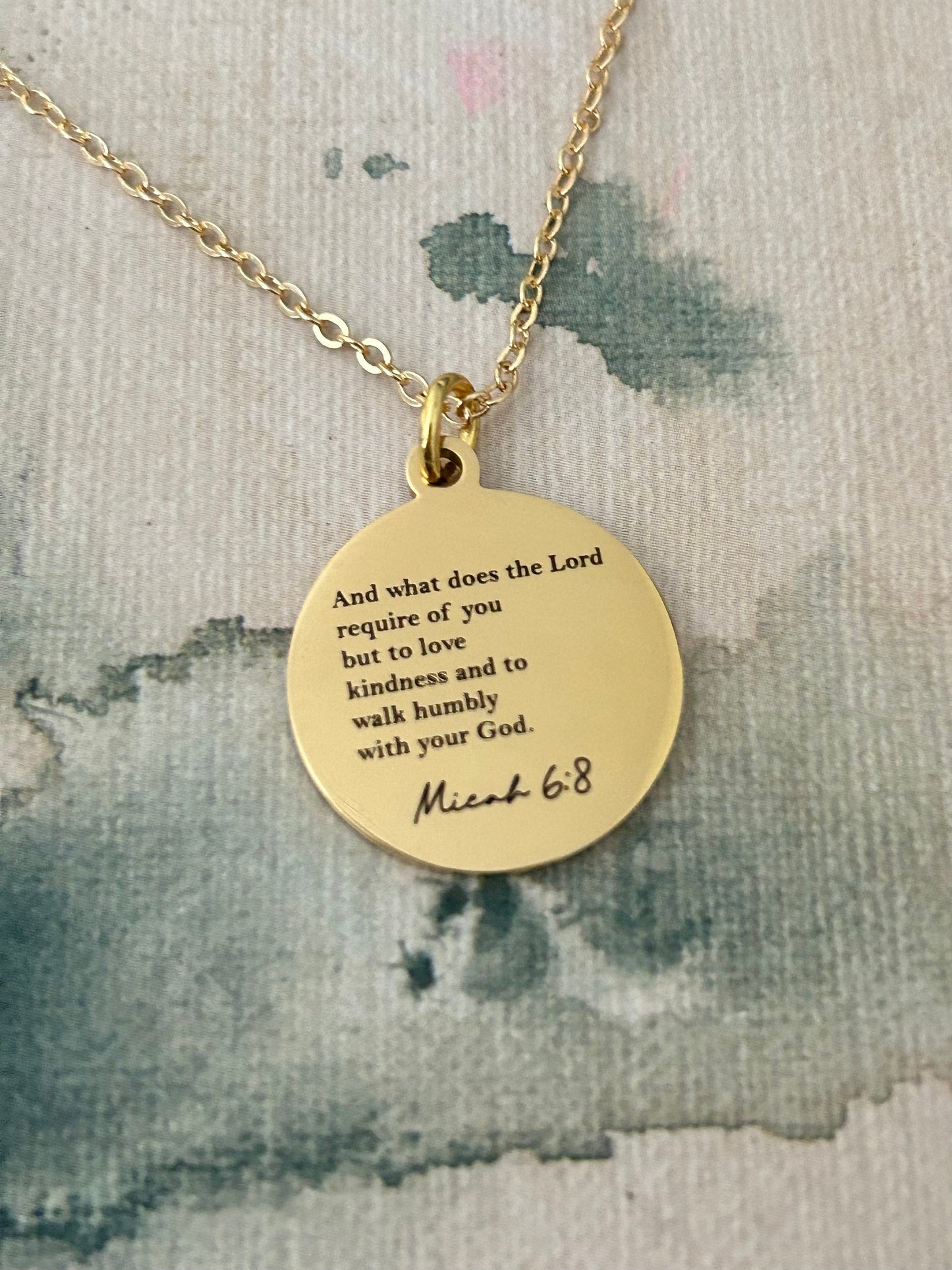 And what does the Lord require Bible Verse Necklace, Micah 6:8, Christian Gifts, Scripture jewelry Personalized engraved, 16K Gold plated