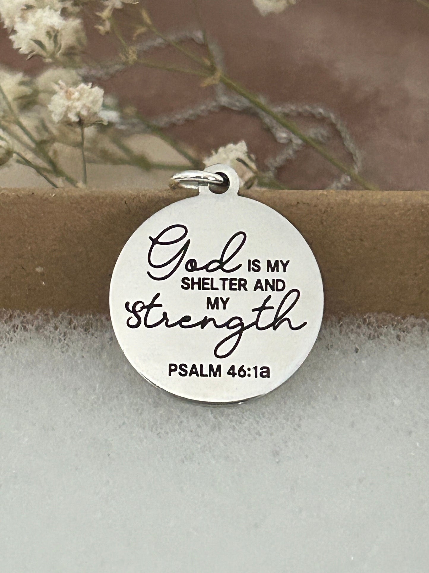 God is My Shelter and my Strength Bible Verse silver Necklace, Psalm 46:1, Christian Jewelry Gifts, Scripture Personalized engraved Necklace