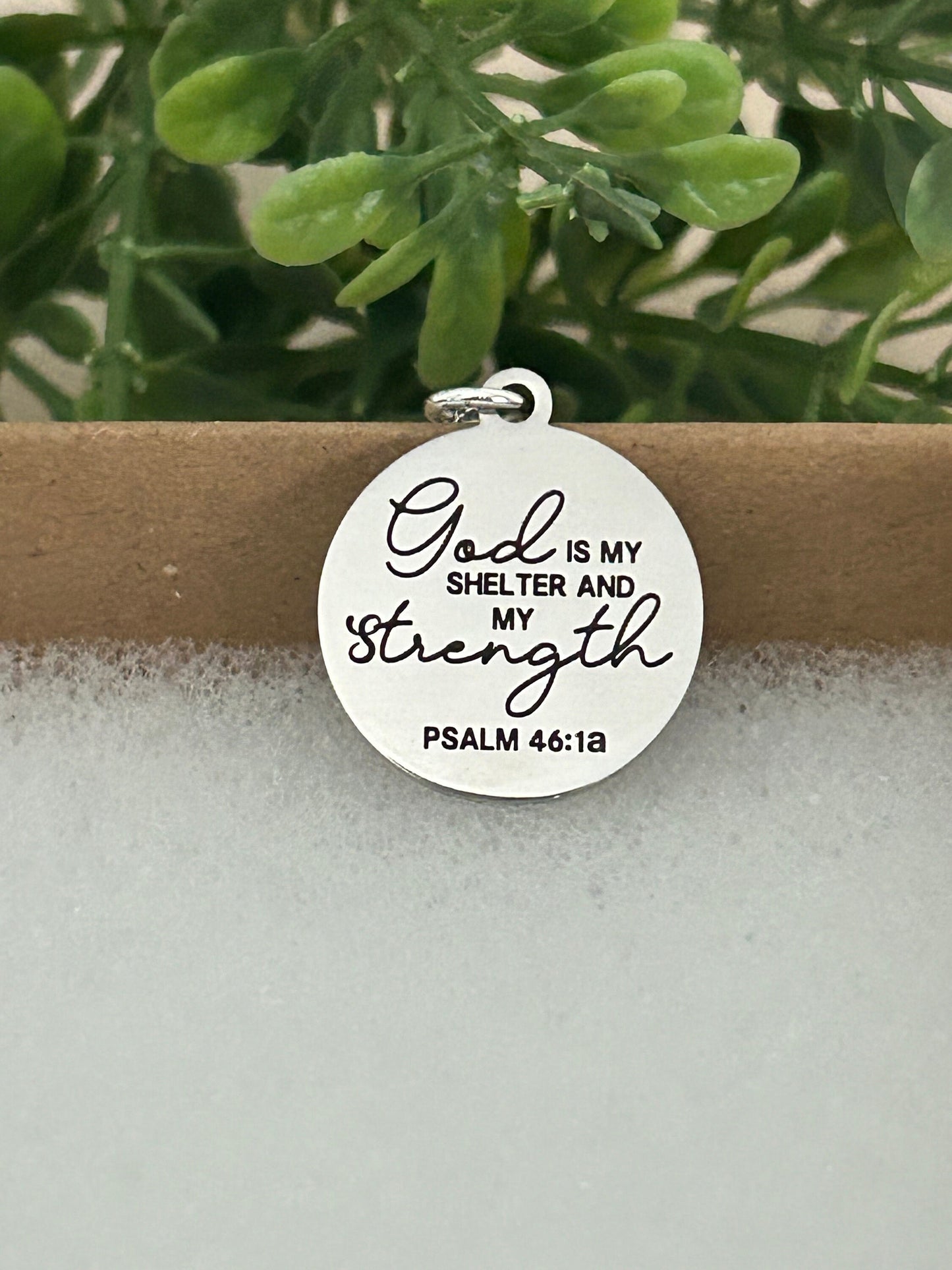 God is My Shelter and my Strength Bible Verse silver Necklace, Psalm 46:1, Christian Jewelry Gifts, Scripture Personalized engraved Necklace