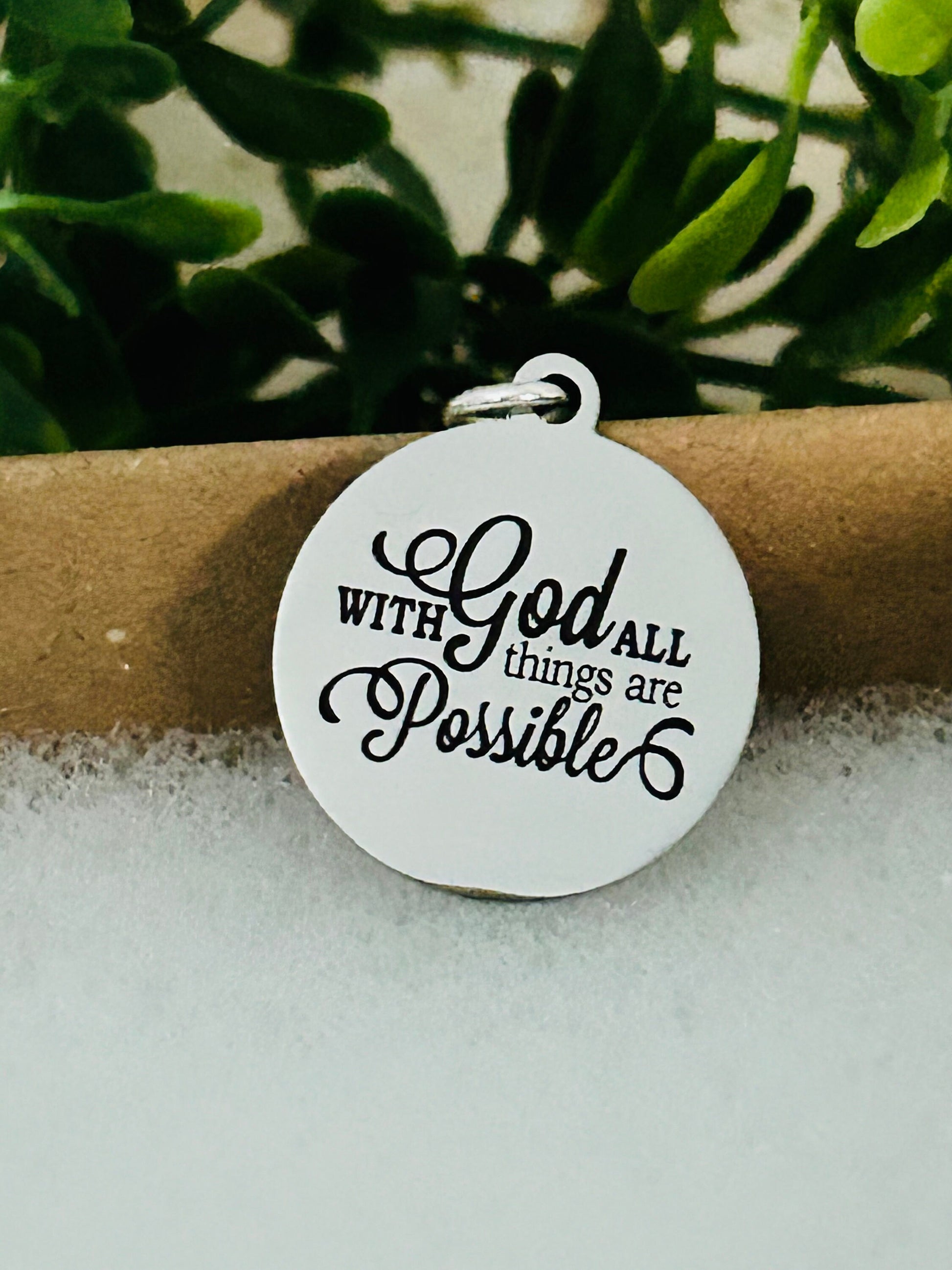 With God All Things are Possible Bible Verse Necklace, Christian Gifts, Scripture Jewelry, Faith Necklace, Gifts for Mom, Baptism,